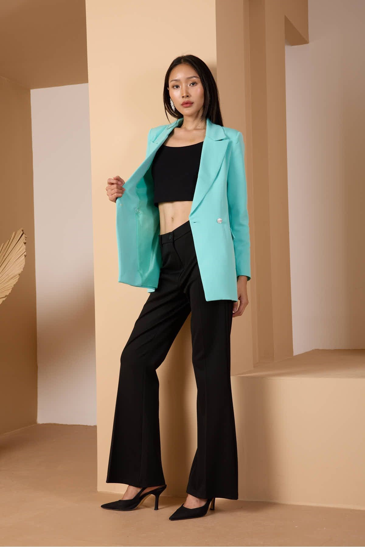 Mint Oversize Dokuma Blazer Ceket