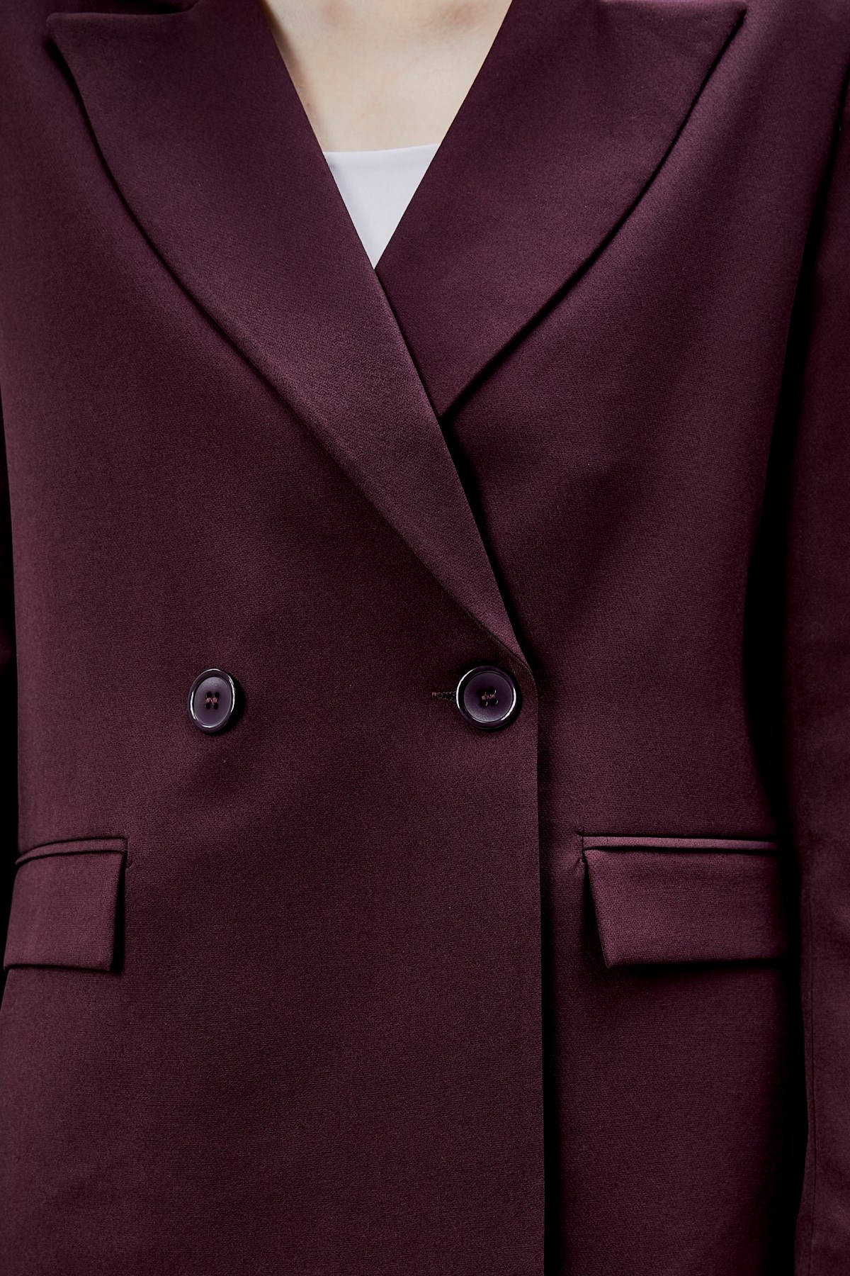Mürdüm Palazzo Pantolon Blazer Ceket Takım