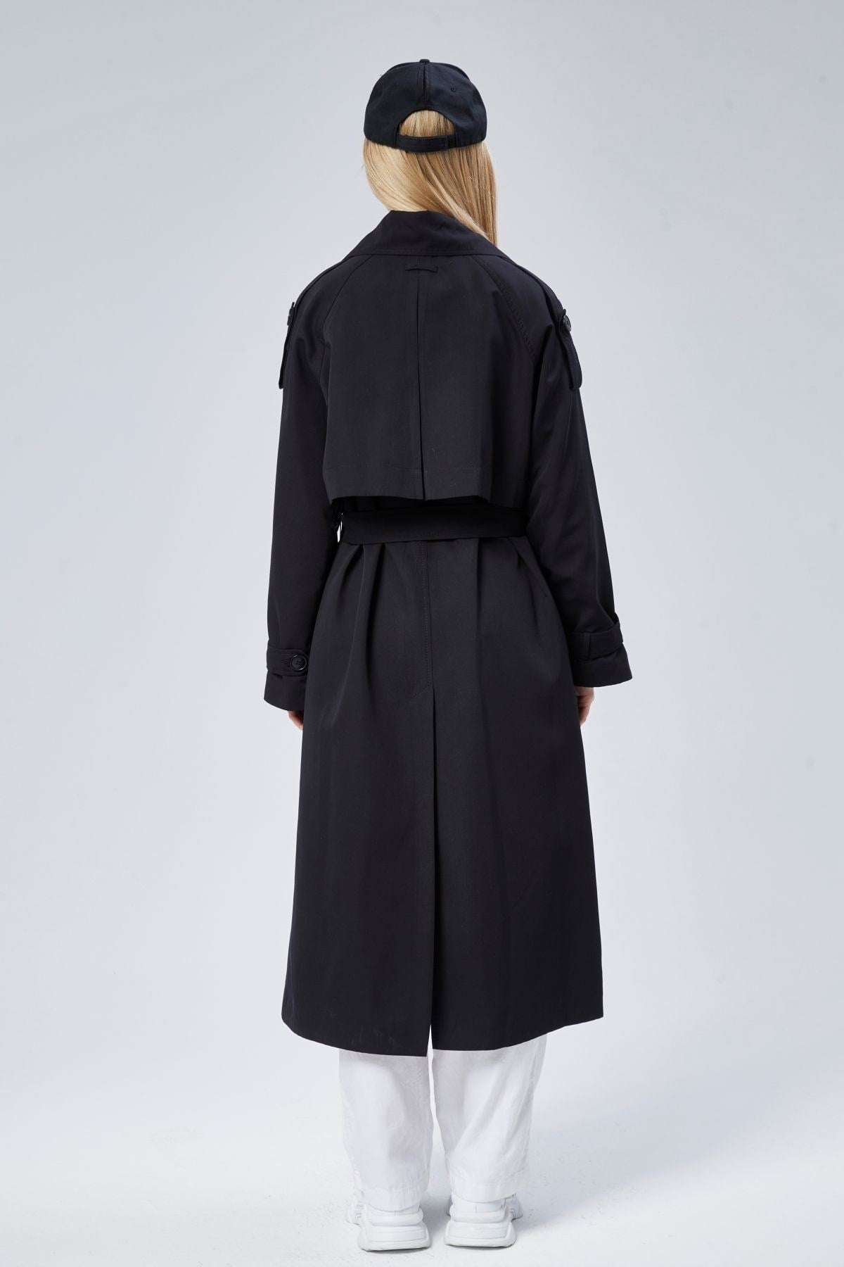 Oversize Kruvaze Kapama Rüzgarlık Detaylı Trençkot 44956