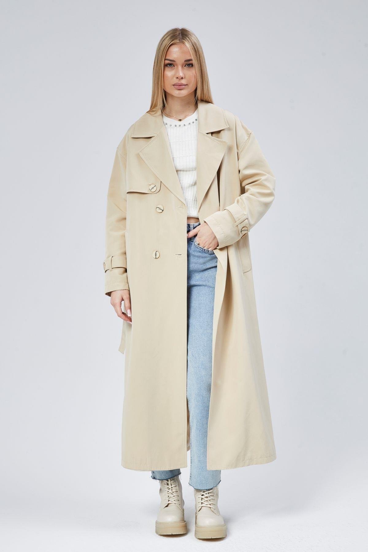 Oversize Rüzgarlık Detaylı Trençkot