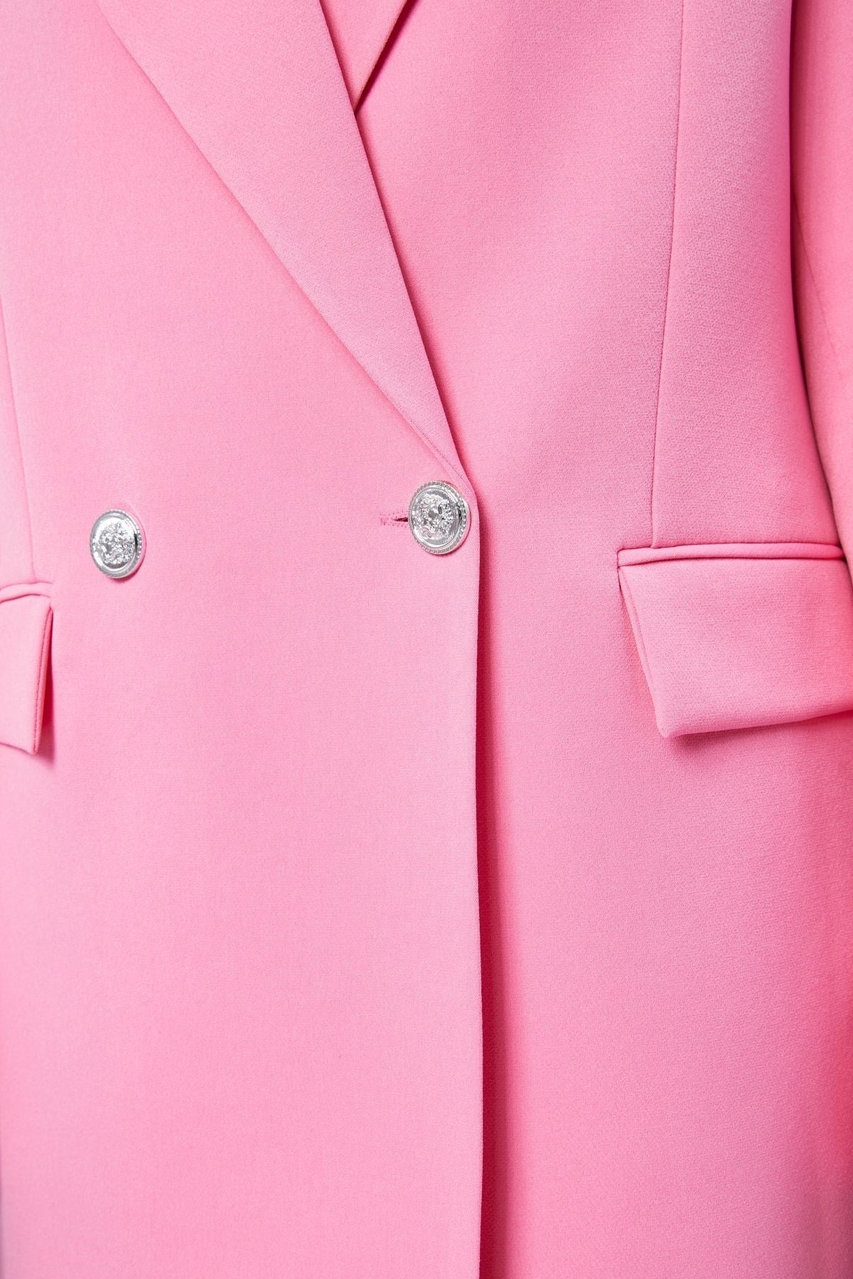 Pembe Oversize Dokuma Blazer Ceket