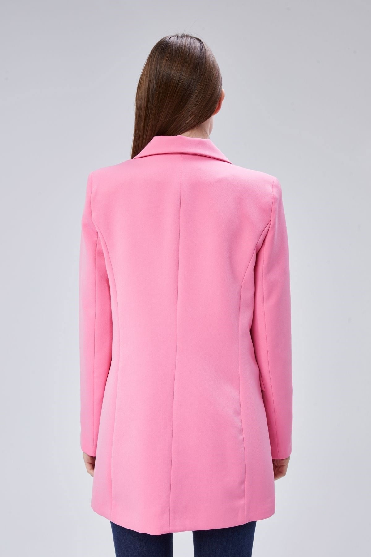 Pembe Oversize Dokuma Blazer Ceket