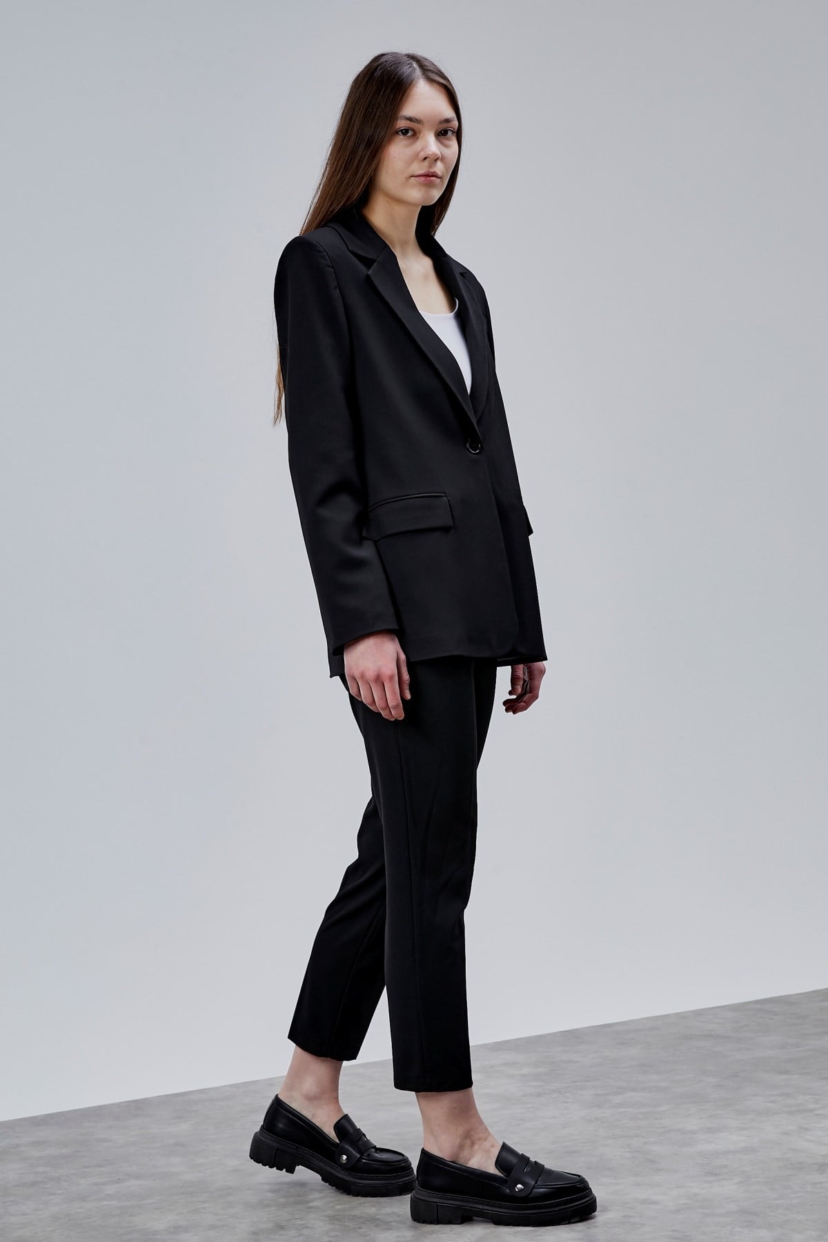 Siyah Kruvaze Regular Blazer Takım