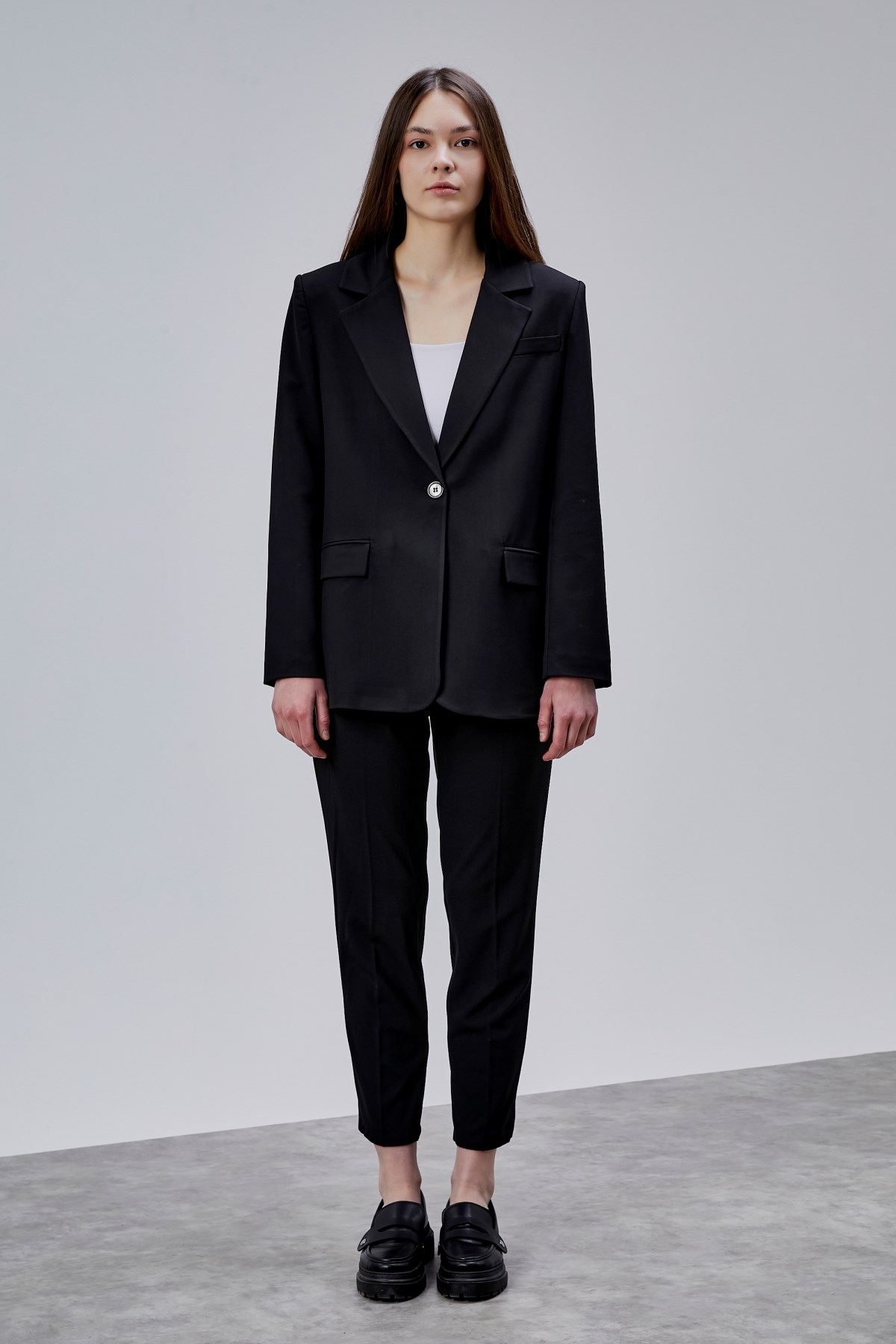 Siyah Kruvaze Regular Blazer Takım