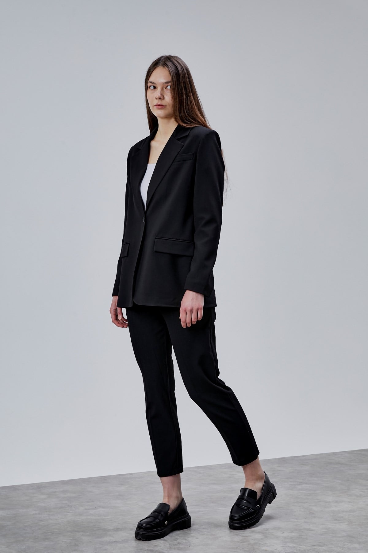 Siyah Kruvaze Regular Blazer Takım