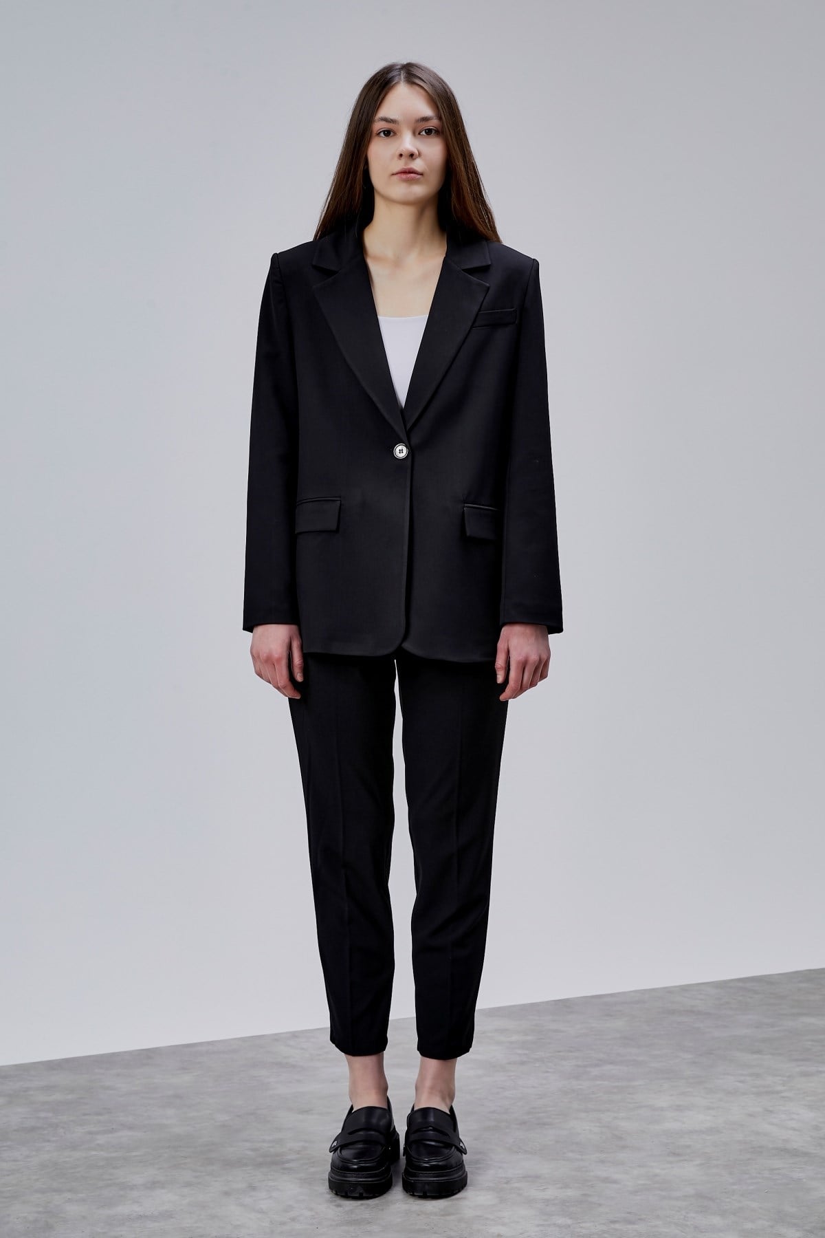 Siyah Kruvaze Regular Blazer Takım