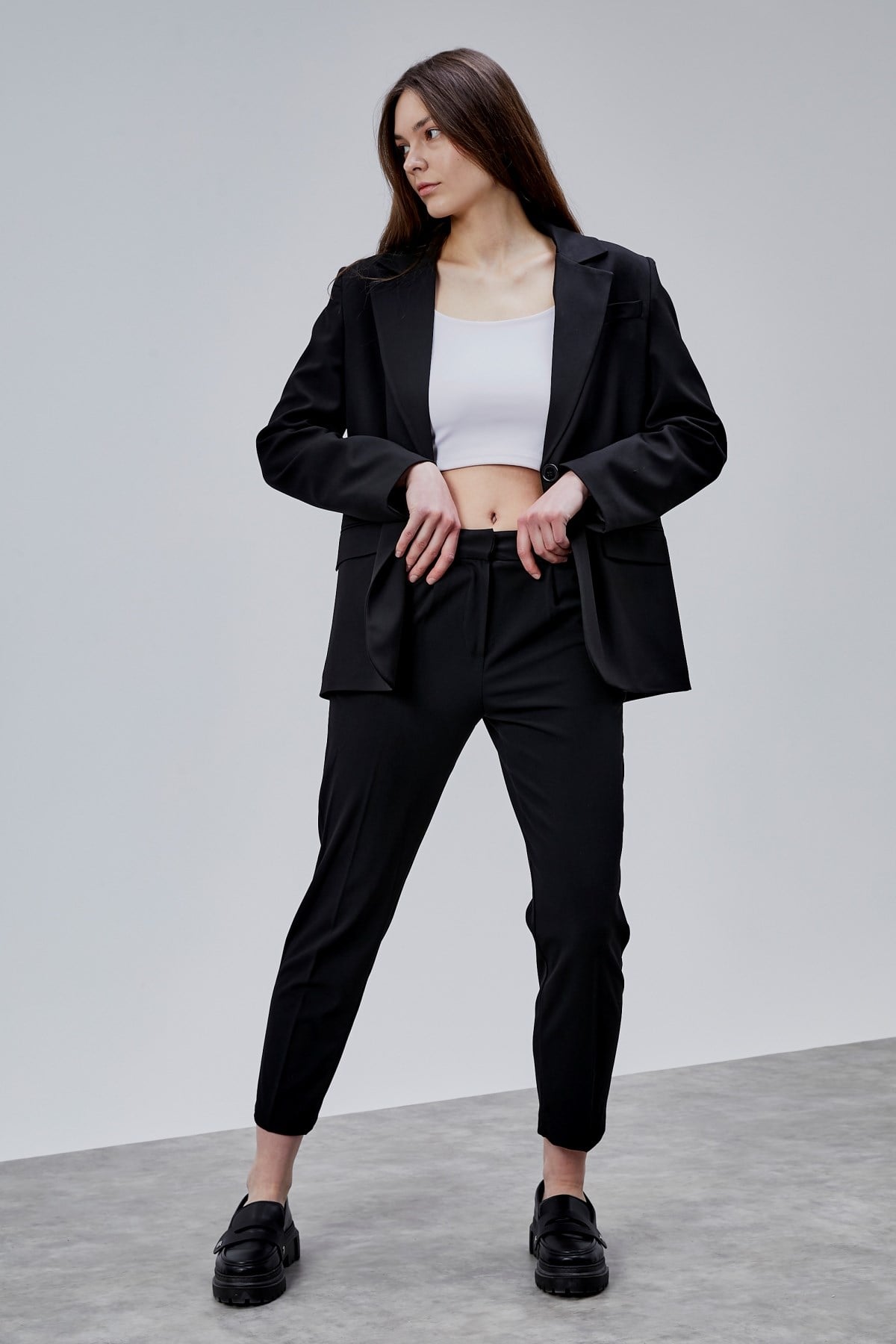 Siyah Kruvaze Regular Blazer Takım