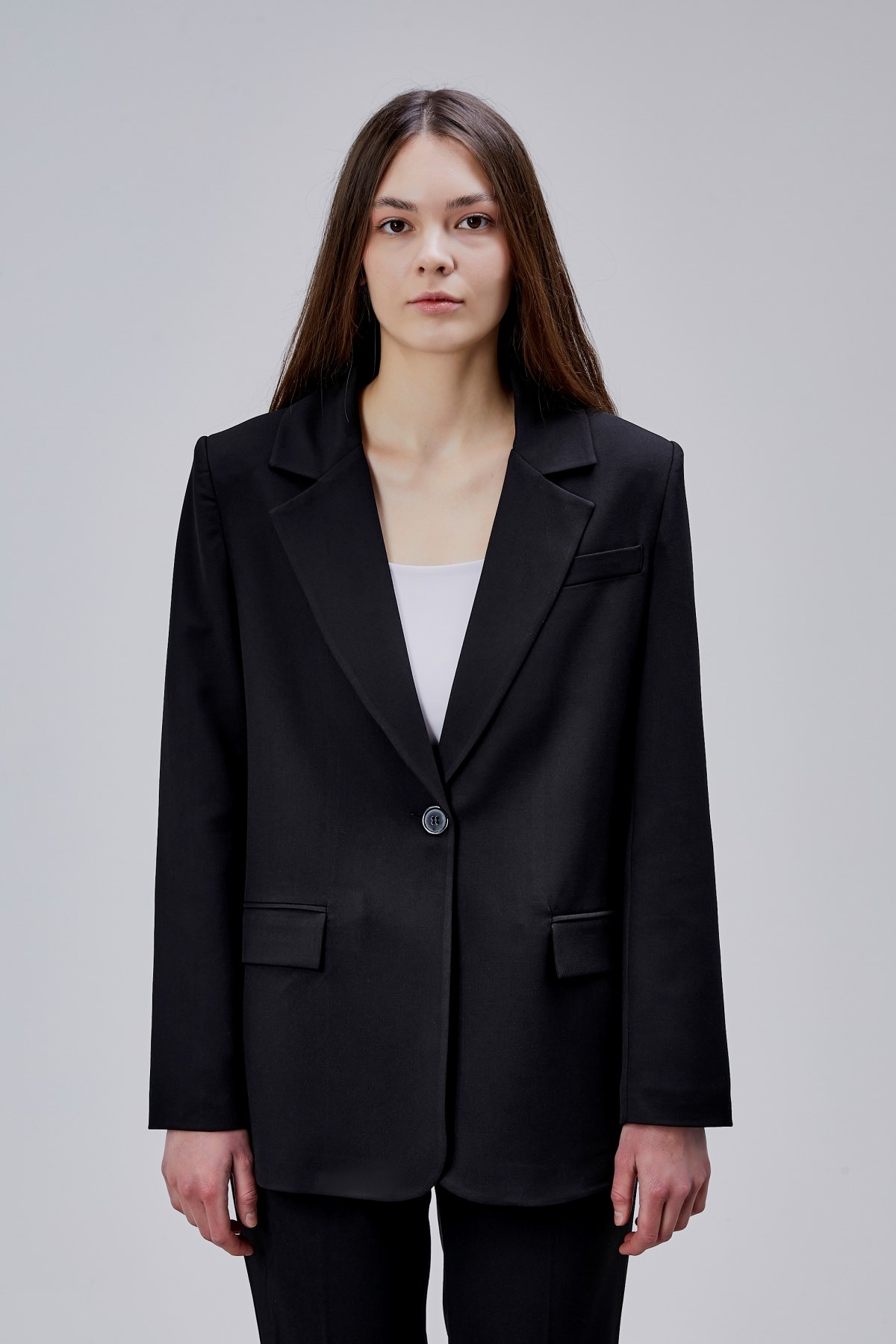 Siyah Kruvaze Regular Blazer Takım