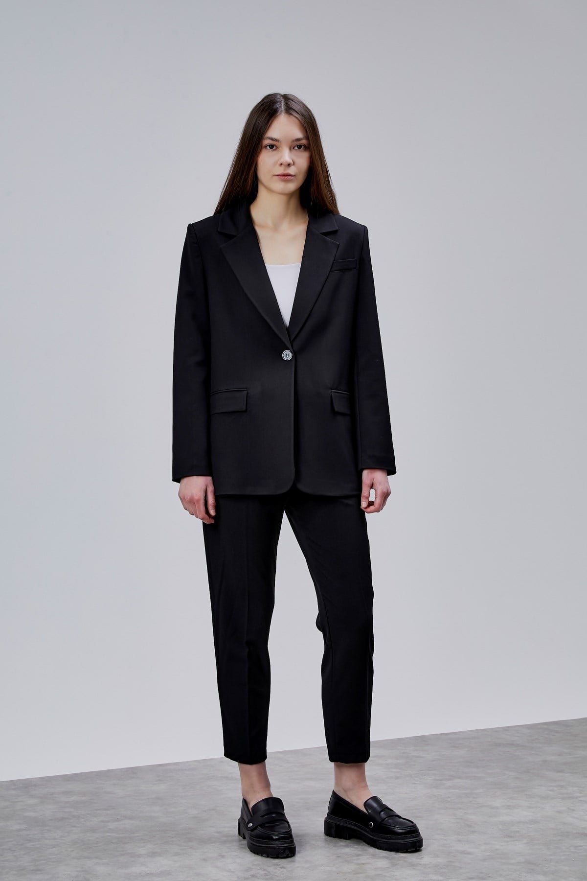 Siyah Kruvaze Regular Blazer Takım