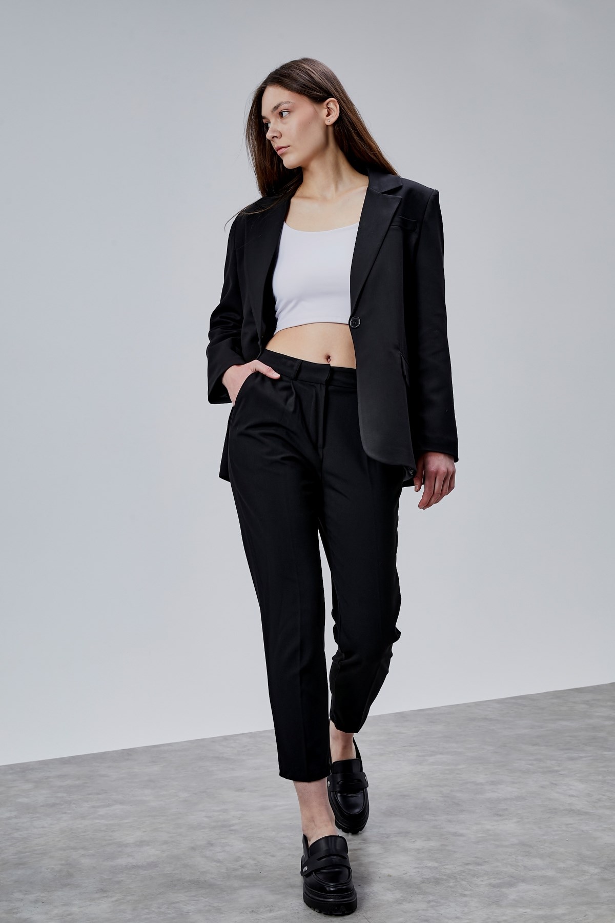 Siyah Kruvaze Regular Blazer Takım