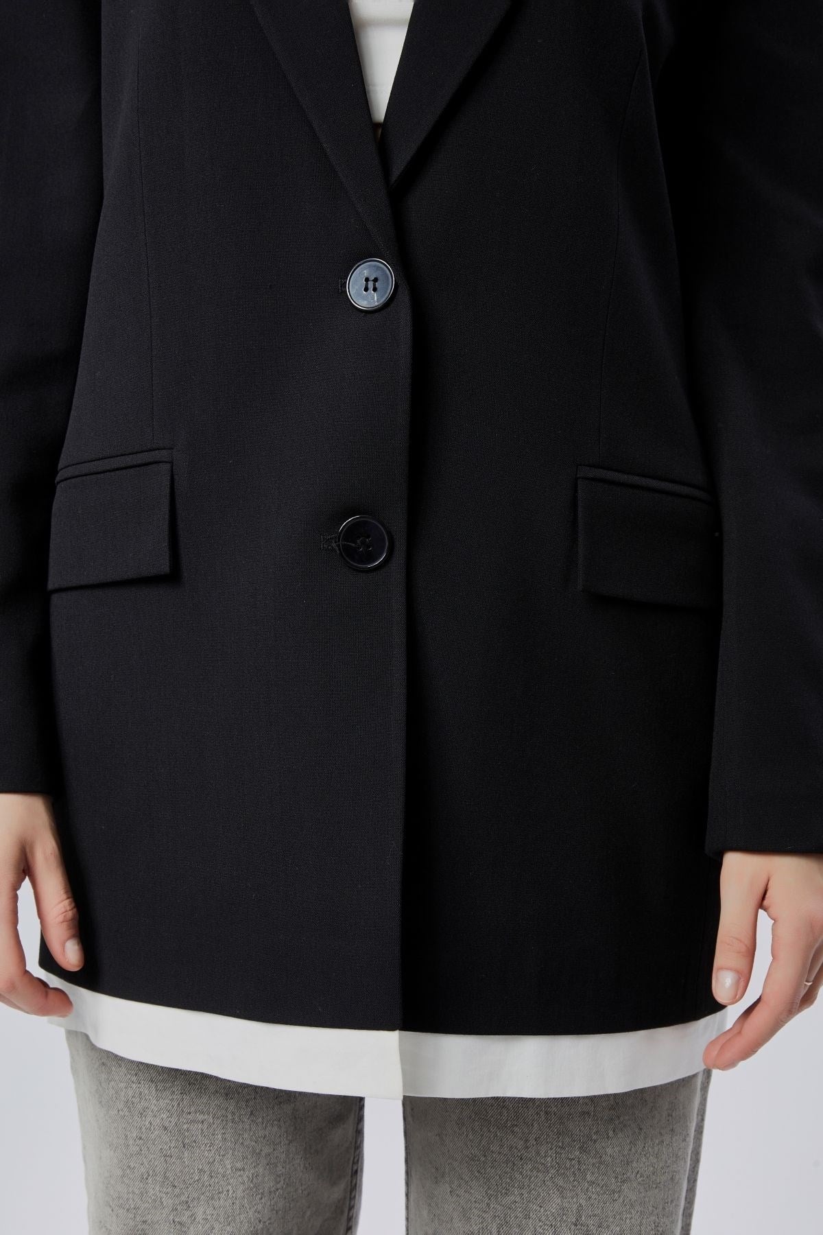 Siyah Oversize Uzun Blazer Ceket