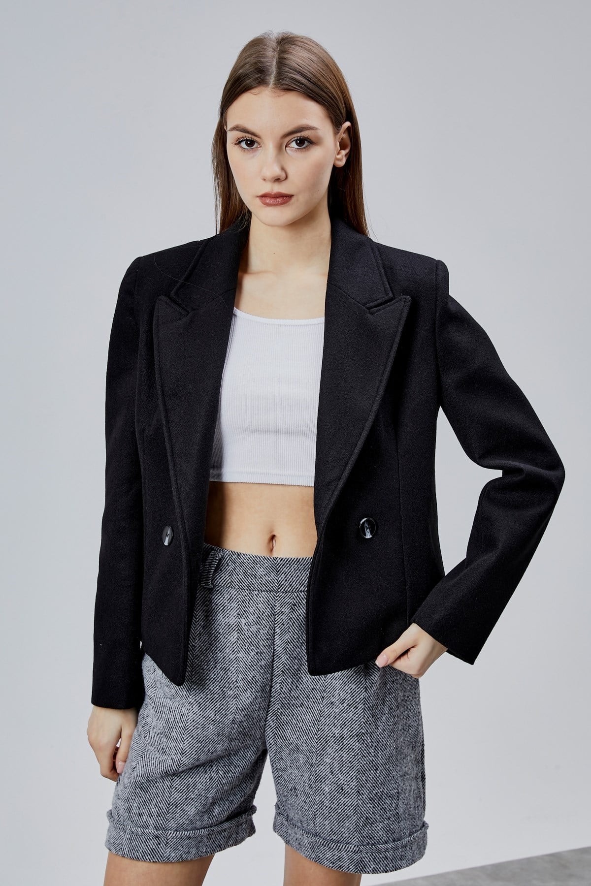 Siyah Regular Fit Premium Kısa Kaşe Ceket