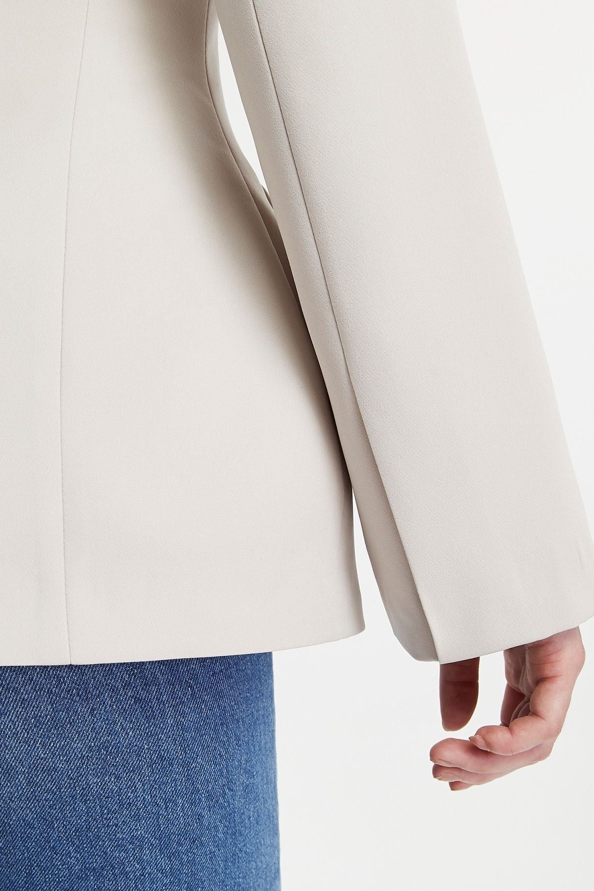 Taş Regular Astarlı Kruvaze Kapama Dokuma Blazer Ceket