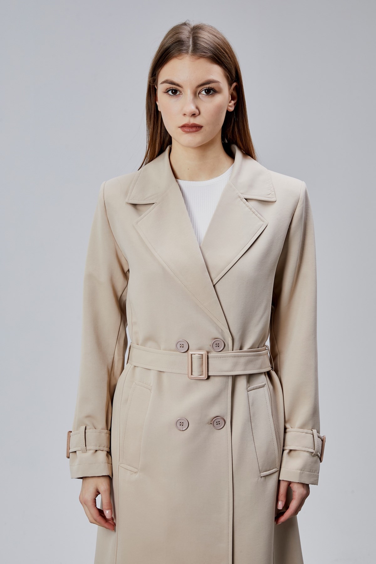 Victoria Bej Kemerli Regular Trençkot