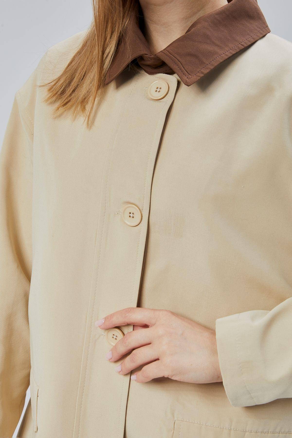 Vizon Oversize Casual Midi Trençkot