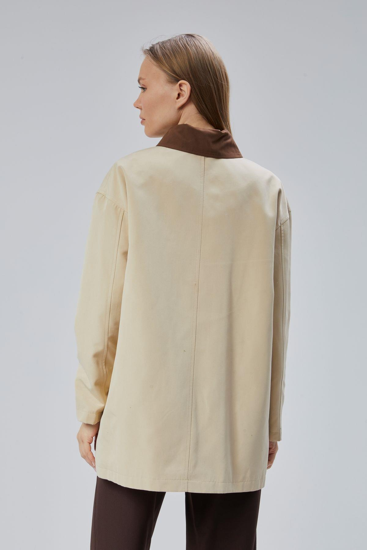 Vizon Oversize Casual Midi Trençkot