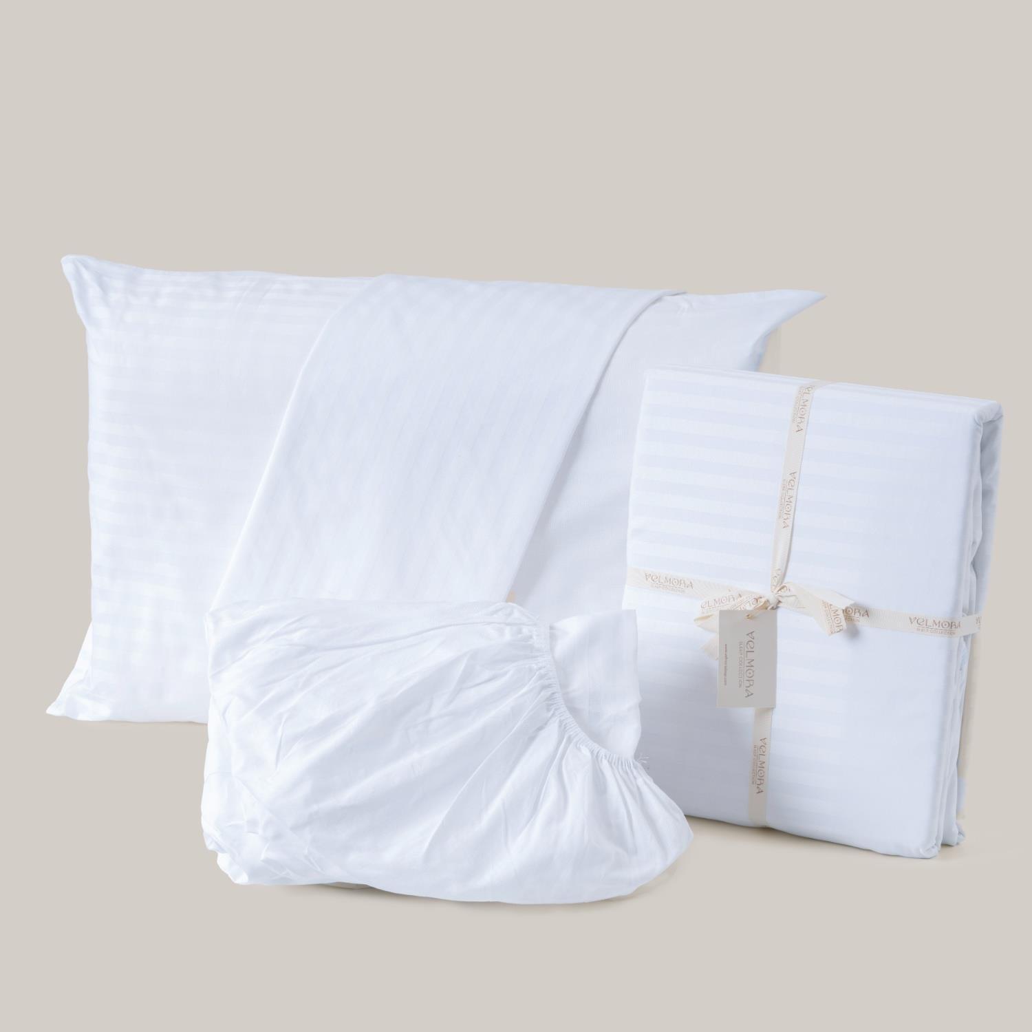 Beyaz Pamuk Saten Nevresim Tek Kişilik