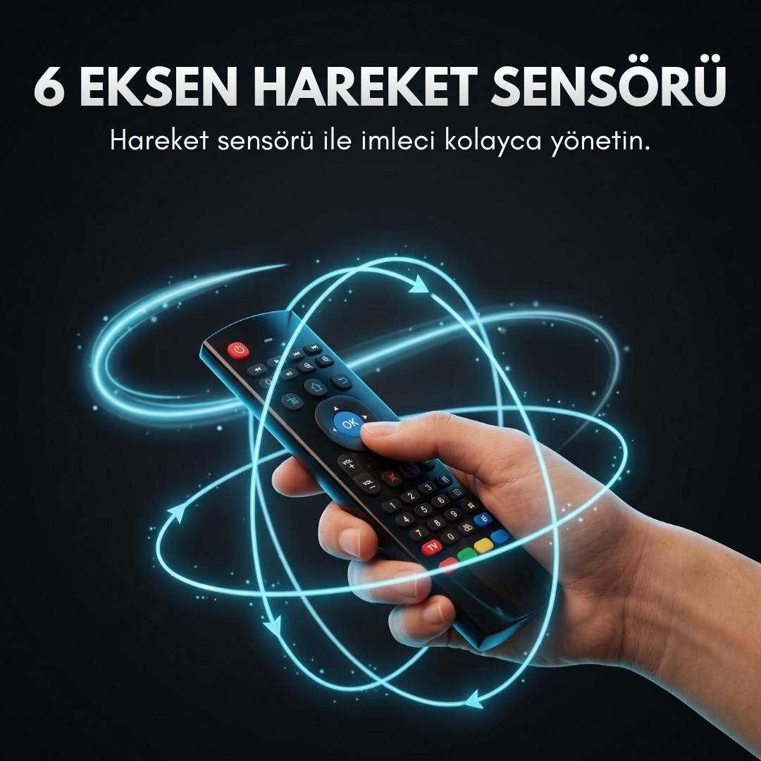 Airmouse 2.4G Ses Komutlu, Klavyeli 6 Eksenli Jiroskop Üniversal Kumanda