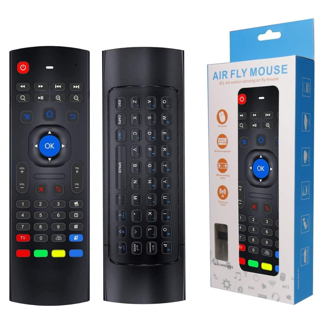 Airmouse 2.4G Ses Komutlu, Klavyeli 6 Eksenli Jiroskop Üniversal Kumanda