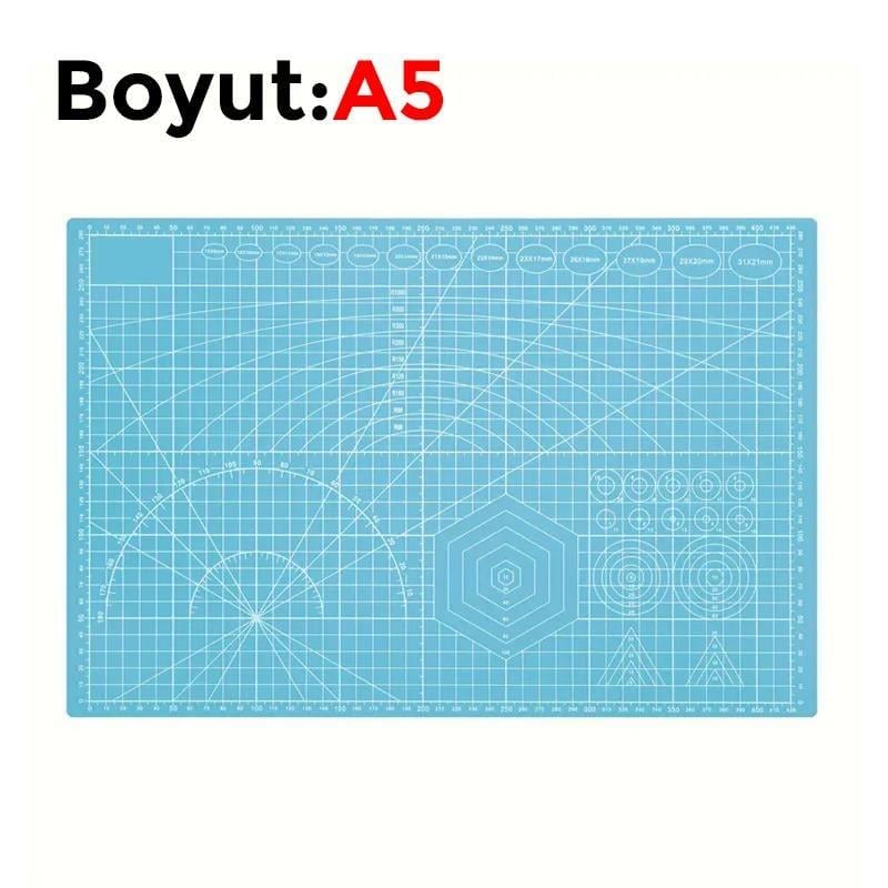 Çift Taraflı Yanmaz Kendini Onaran Kesim Matı - Boyut:-A5 (148x210) Ren Mavi