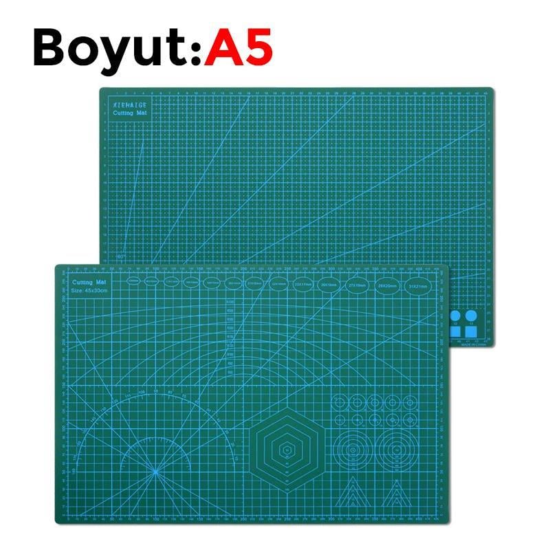 Çift Taraflı Yanmaz Kendini Onaran Kesim Matı - Boyut:-A5 (148x210) Ren Yeşil