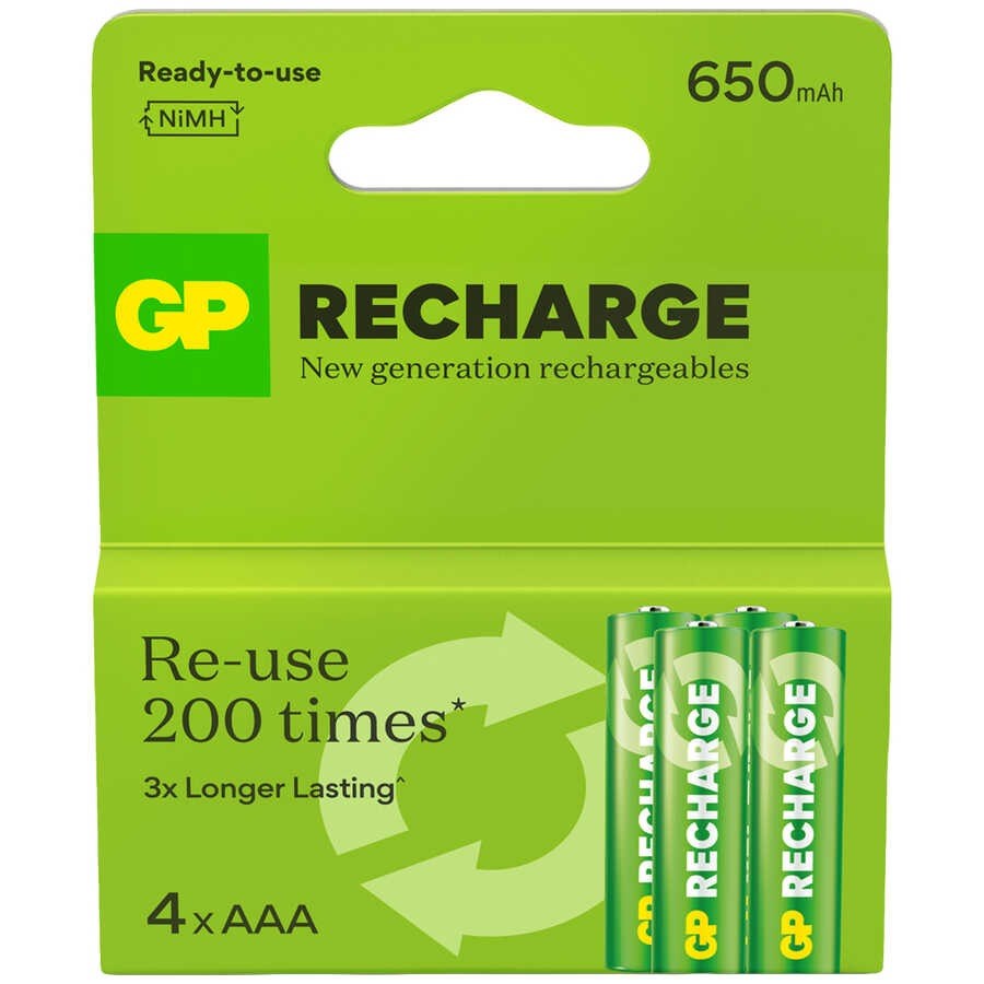 GP Batteries ReCharge 650 mAh AAA Ni-MH Şarjlı Pil 1.2V - 4'lü Kart