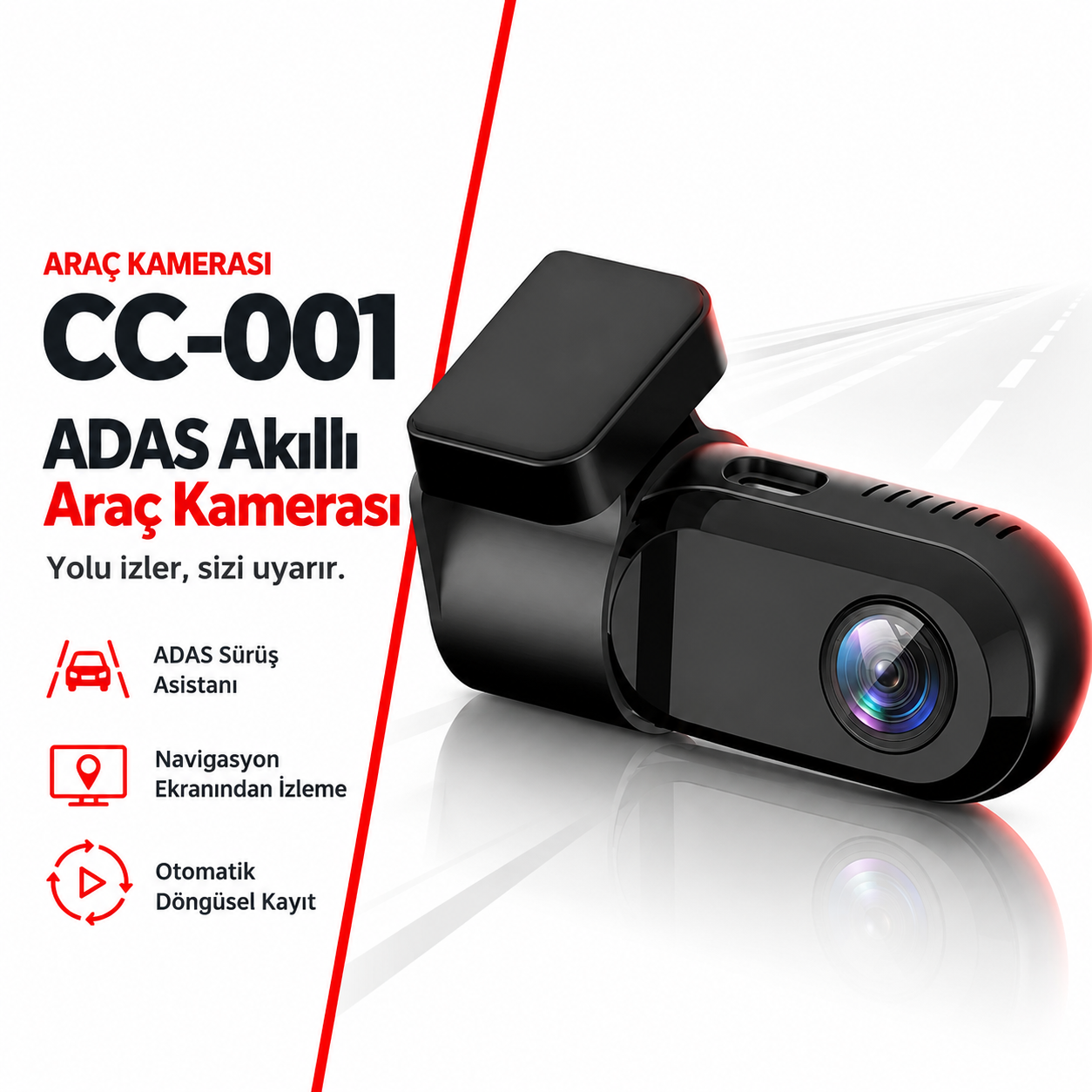 S-Line CC-001 ADAS Akıllı Araç Kamerası Android Navigasyon Uyumlu 1.3MP