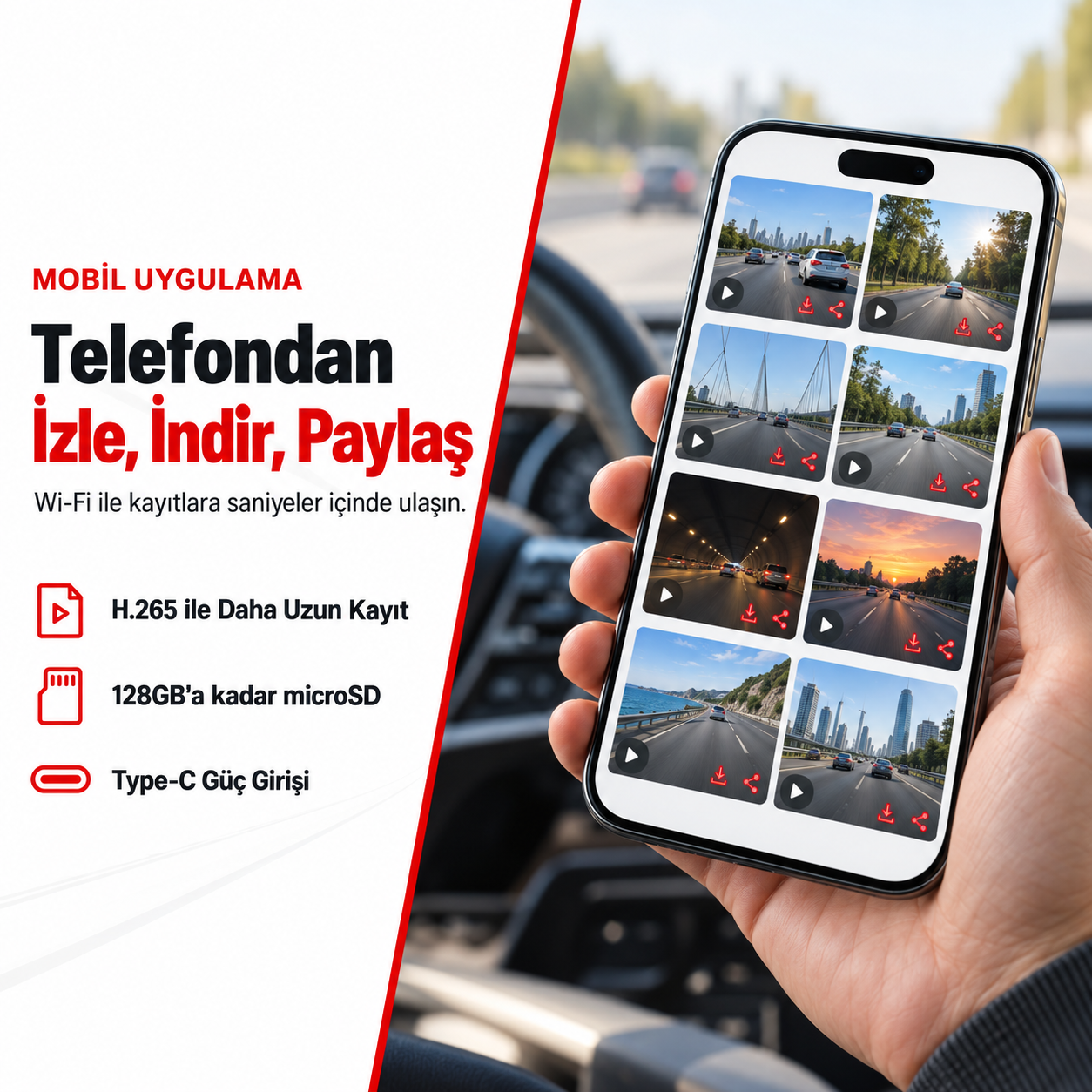 S-Line CC-003 Wi-Fi Araç Kamerası 3MP 1296P Metal Kasa 24 Saat Park Modu