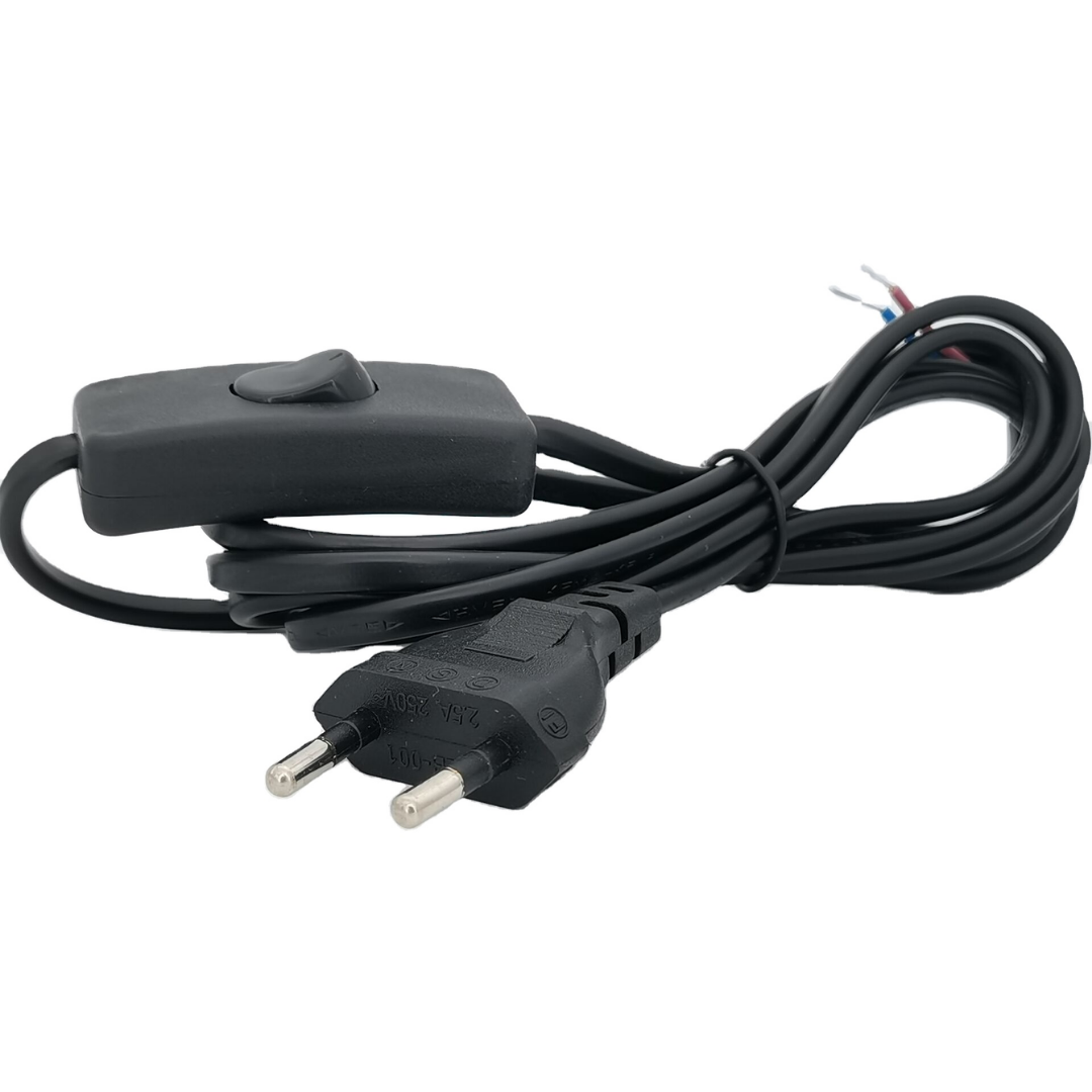 S-Line İthal Power Kablo Siyah 2 PIN Anahtarlı