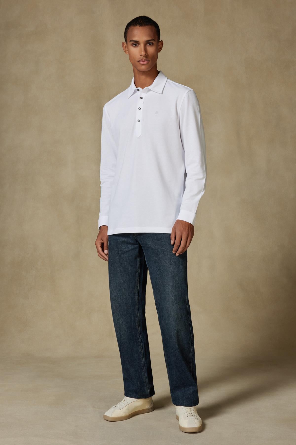 Abbate Castle Pike Pamuklu Comfort Fit Beyaz Polo Yaka Erkek Düz Polo Shirt