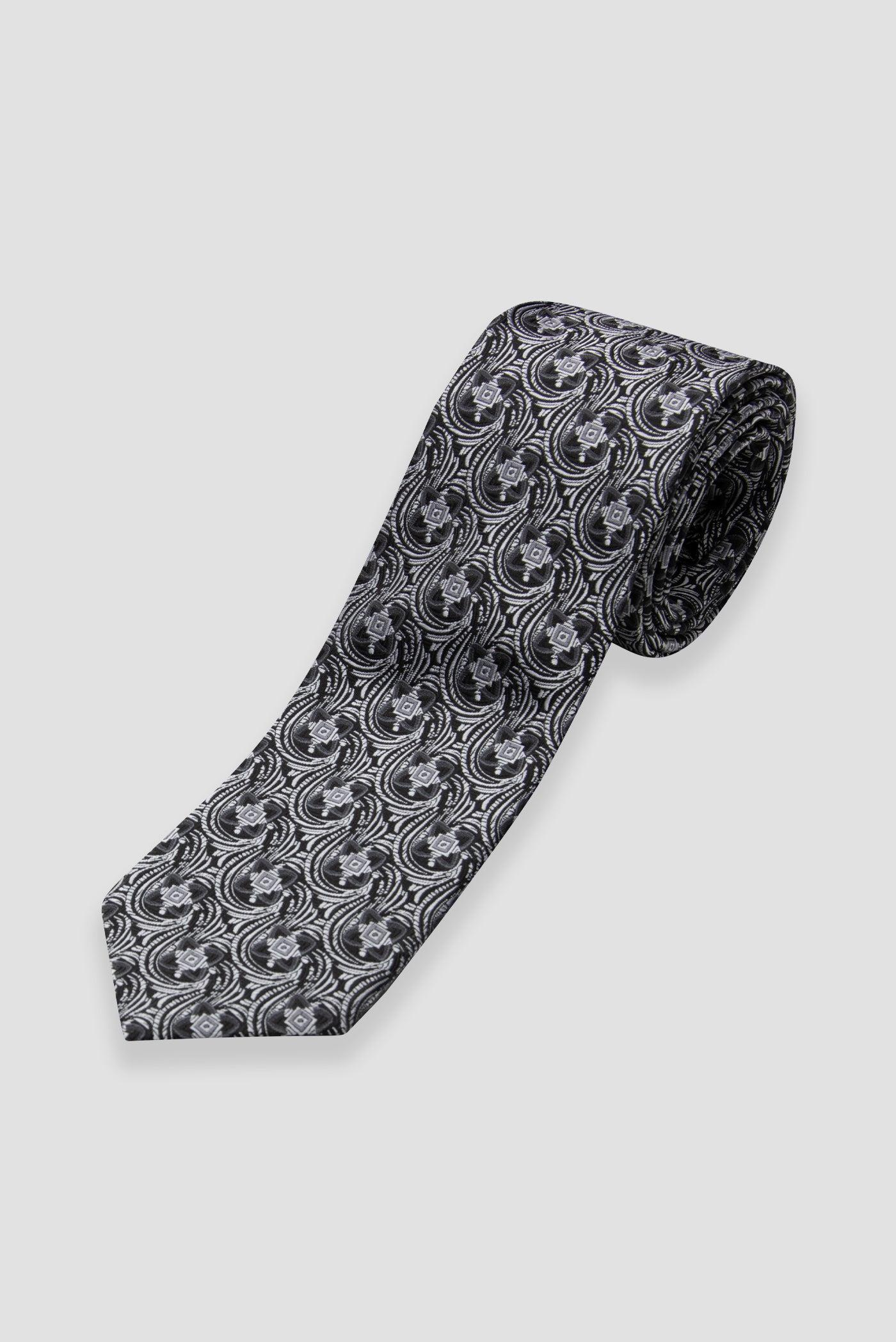 Abbate Kravat 8 cm Mikrofiber Polyester Siyah Erkek Desenli Kravat