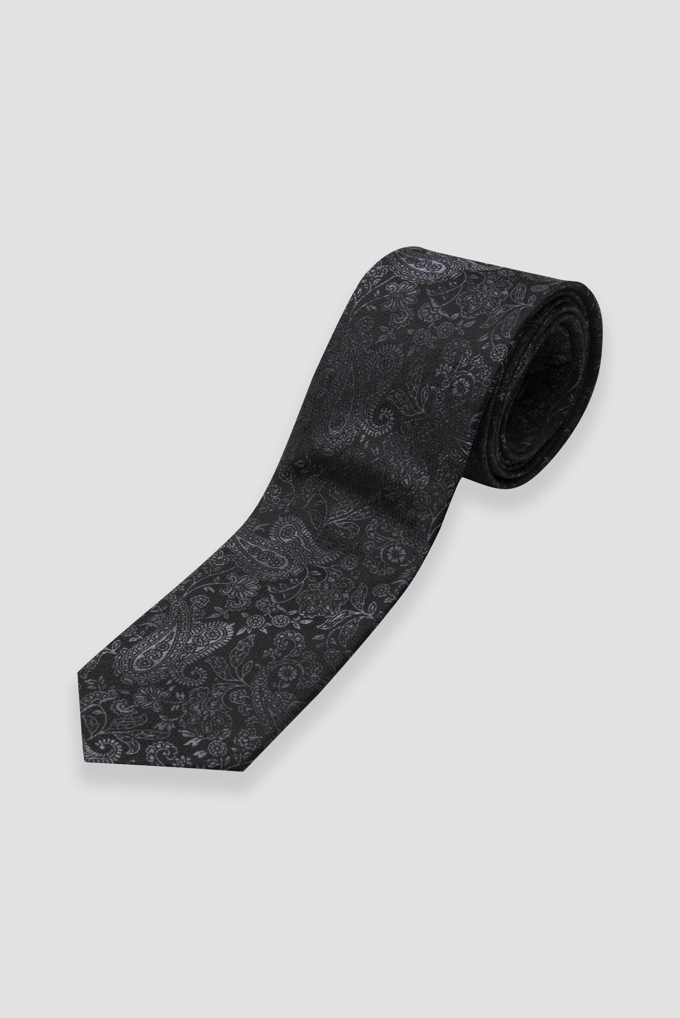 Abbate Kravat 8 cm Mikrofiber Polyester Siyah Erkek Desenli Kravat