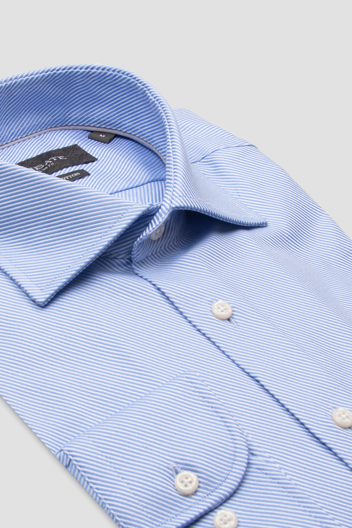 Abbate Marco Twill Pamuklu Slim Fit Açık Mavi Klasik Yaka Erkek Çizgili Gömlek