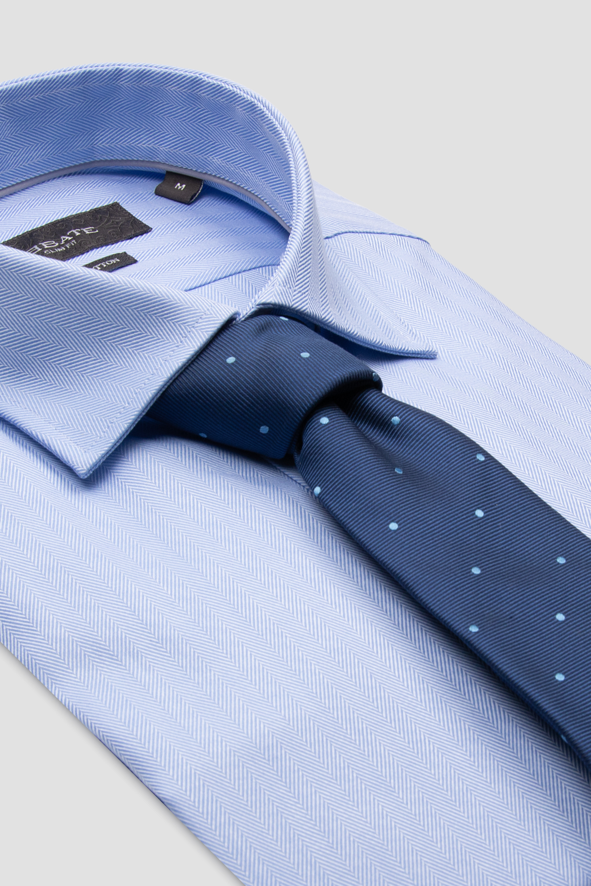 Abbate Marco Twill Pamuklu Slim Fit Açık Mavi Klasik Yaka Erkek Düz Gömlek