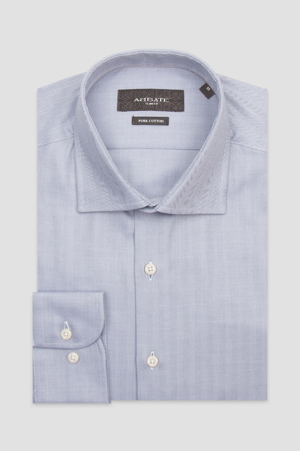 Abbate Marco Twill Pamuklu Slim Fit Gri Klasik Yaka Erkek Düz Gömlek