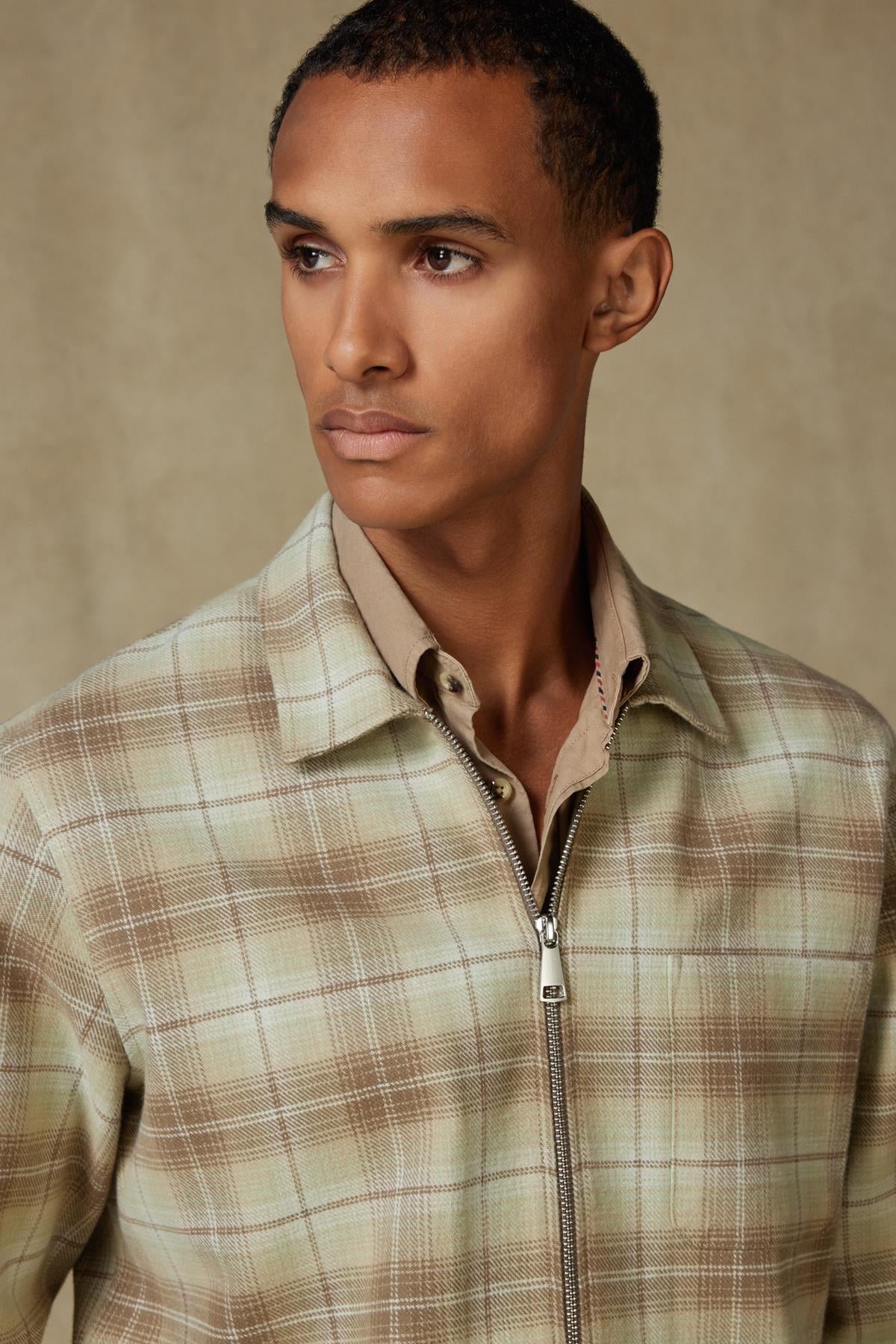 Abbate Prato Flanel Pamuklu Overshirt Fit Yeşil Klasik Yaka Erkek Ekoseli Overshirt