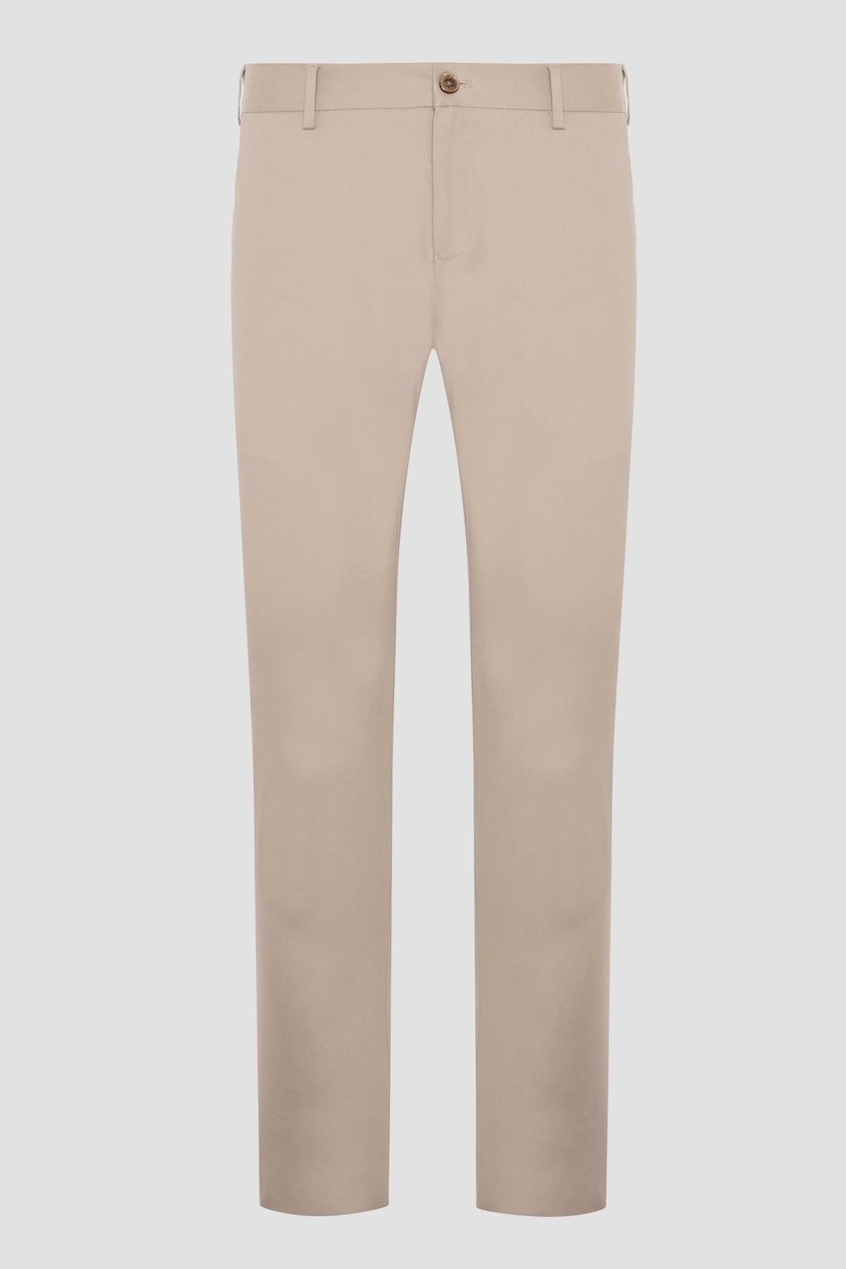 Abbate Prime Chino Poplin Stretch Pamuk Karışımlı Modern Fit Bej Erkek Düz Pantolon