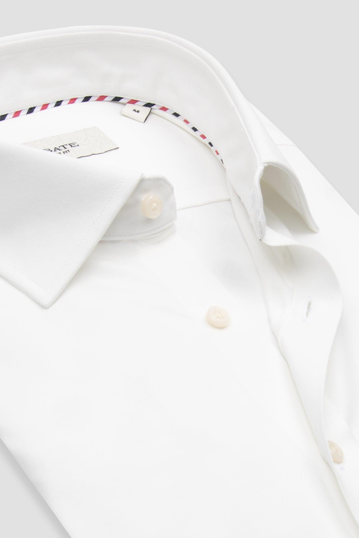 Abbate Rico Jersey Pamuk Karışımlı Comfort Fit Beyaz Klasik Yaka Erkek Düz Gömlek