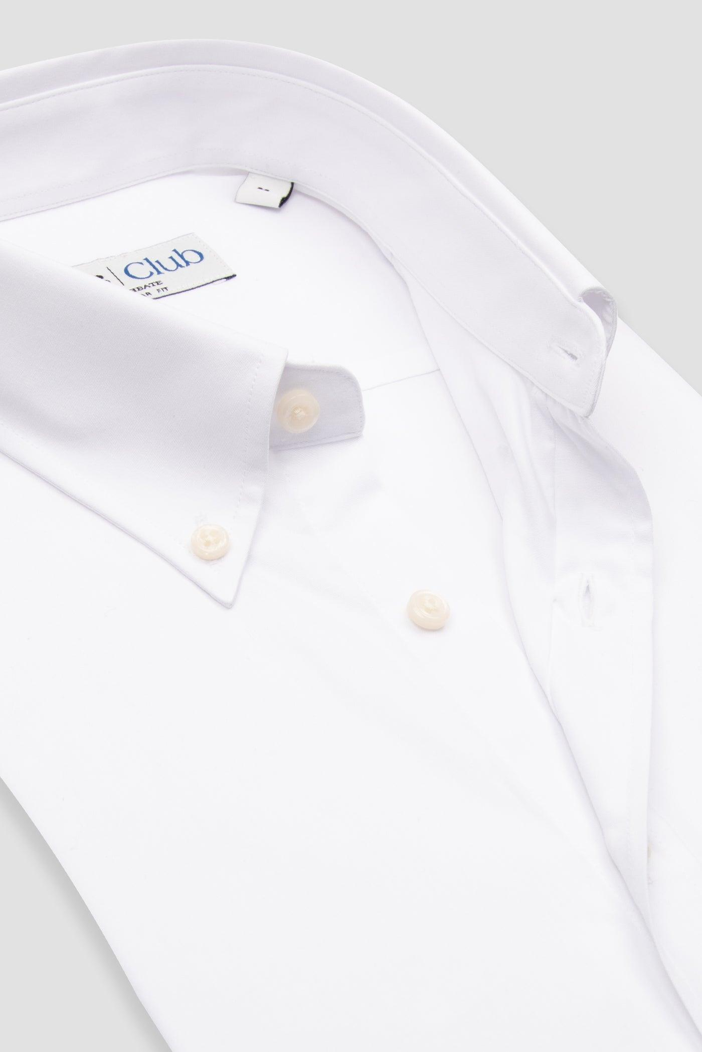 BB Club Mike Poplin Pamuk Polyester Regular Fit Beyaz Düğmeli Yaka Erkek Düz Gömlek