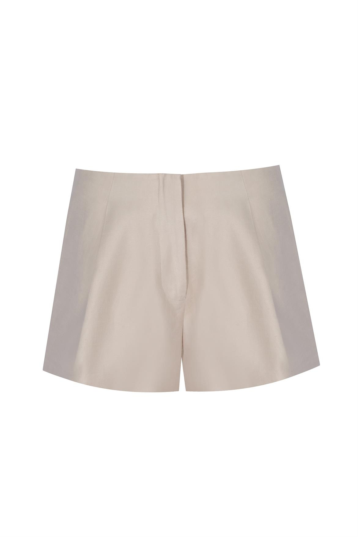 Beige Linen Shorts