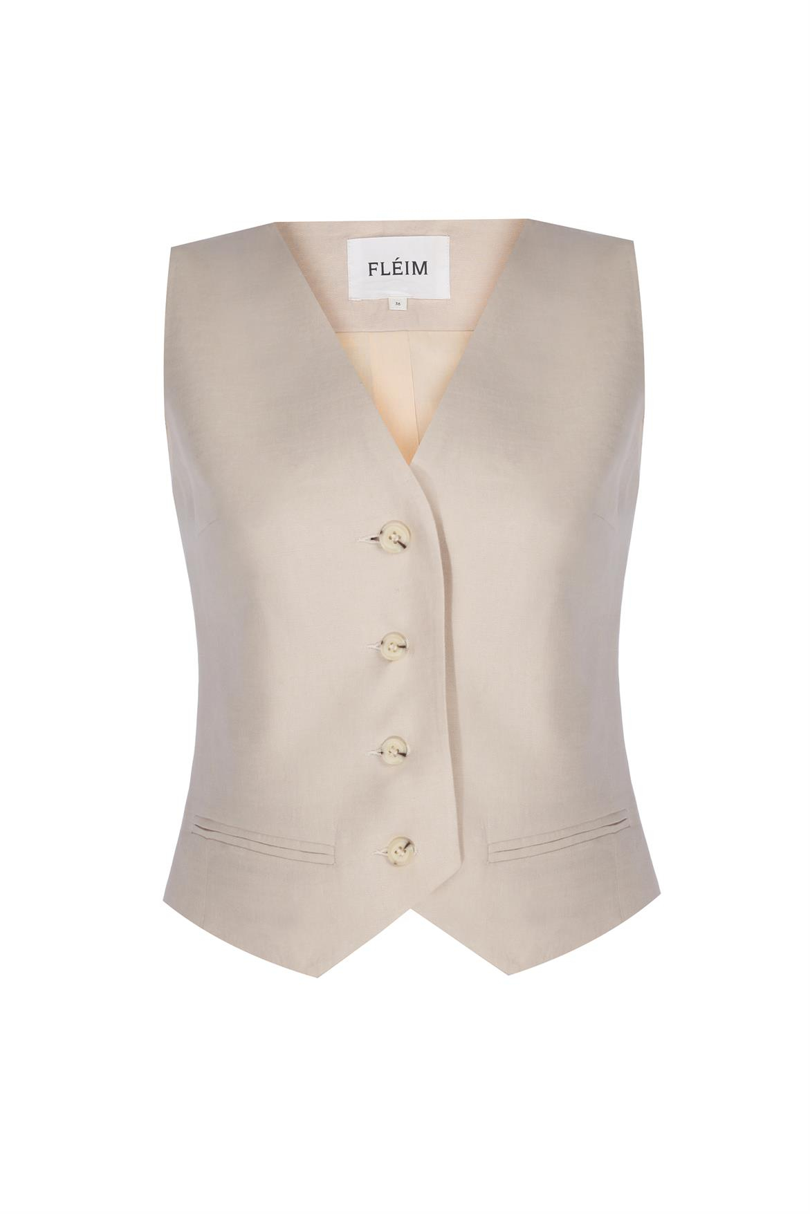 Beige Linen Vest