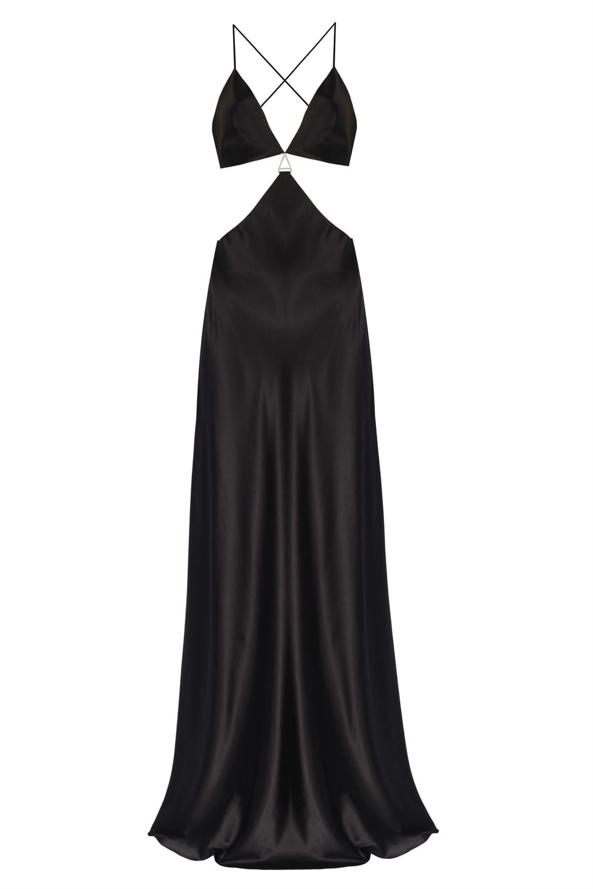 Black Satin Maxi Dress