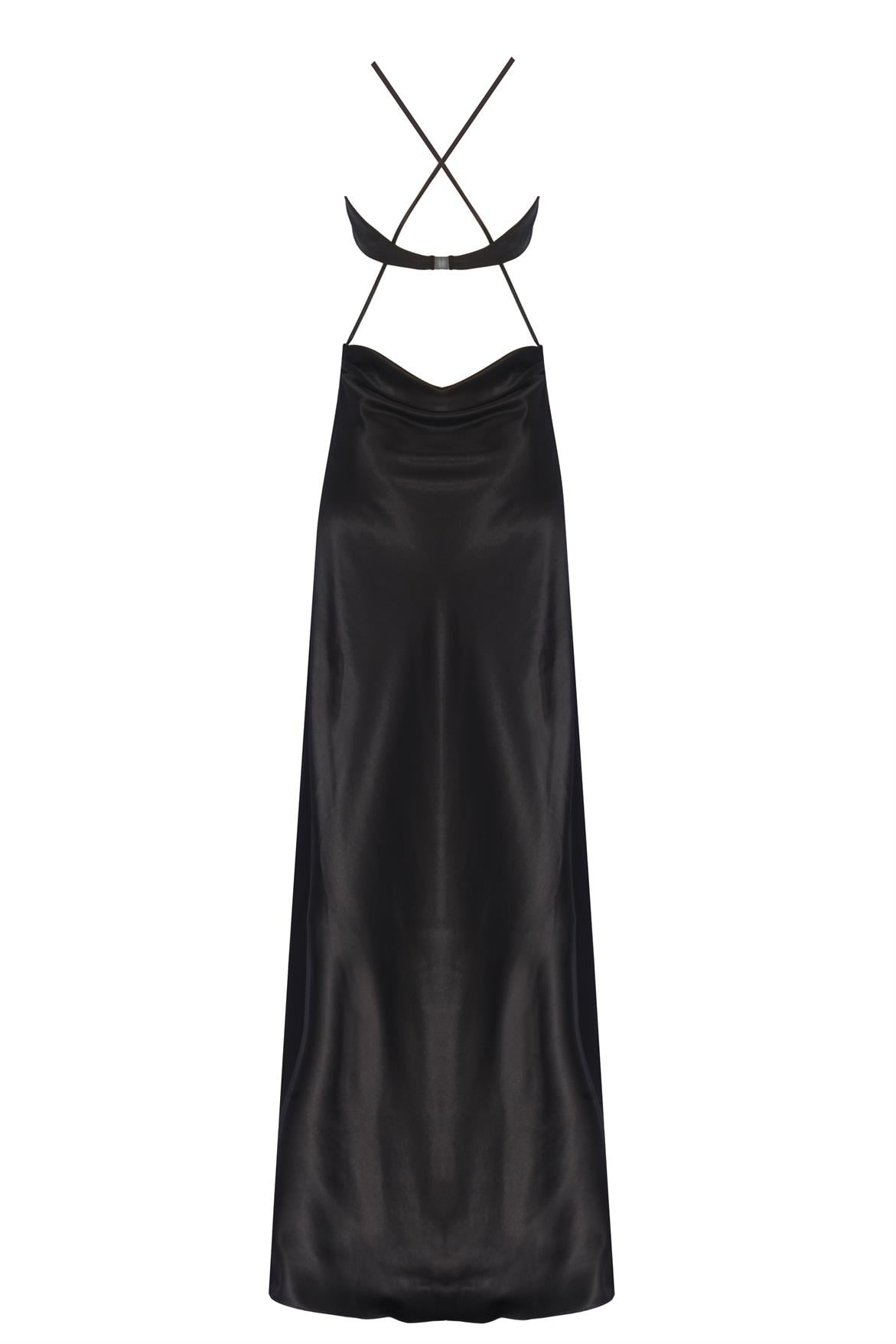 Black Satin Maxi Dress