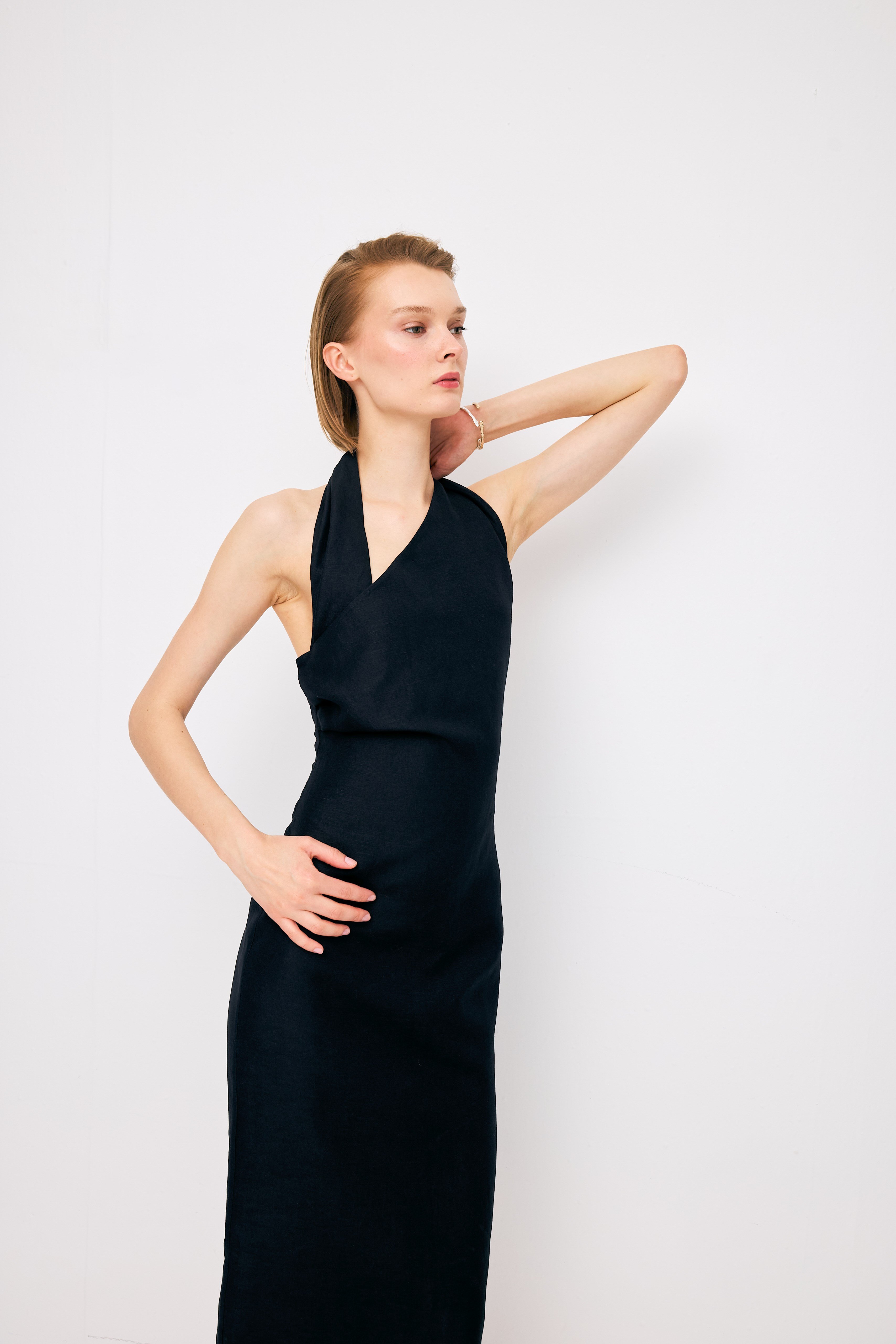 Black V Neck Dress