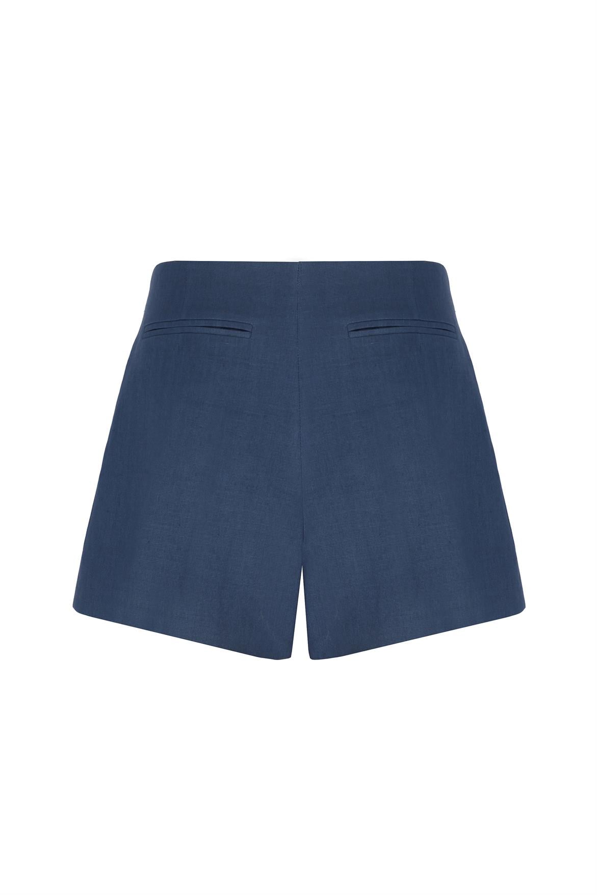 Blue Linen Shorts