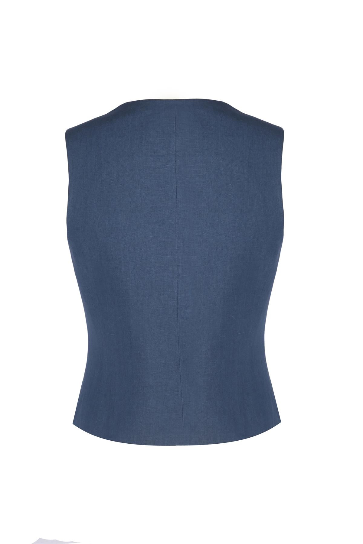Blue Linen Vest