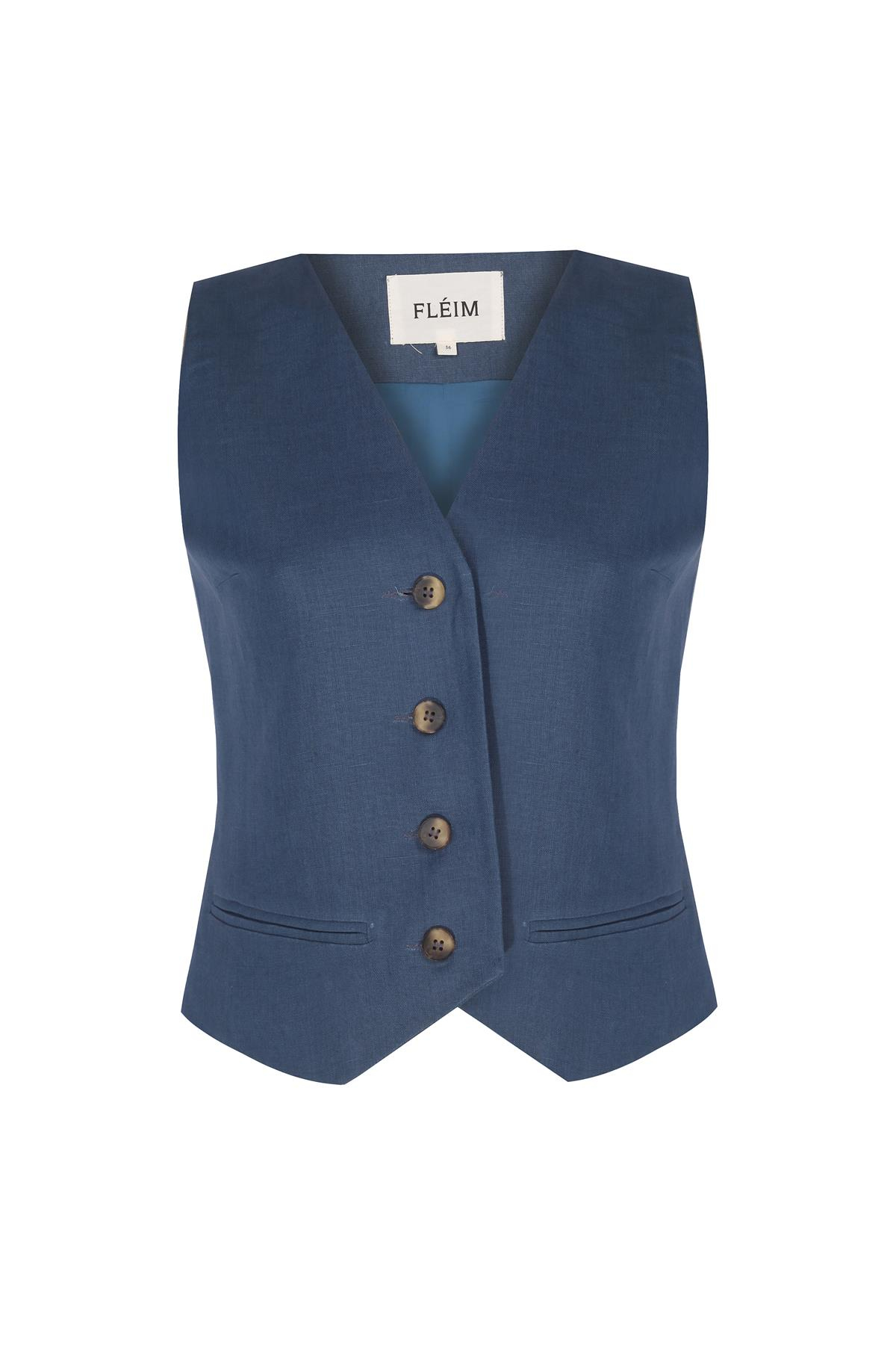 Blue Linen Vest