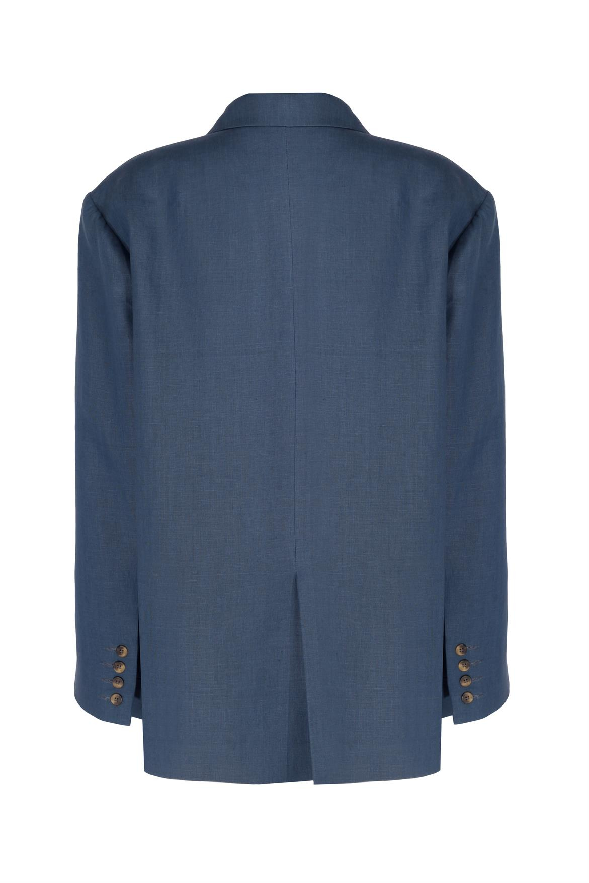 Blue Oversize Linen Blazer