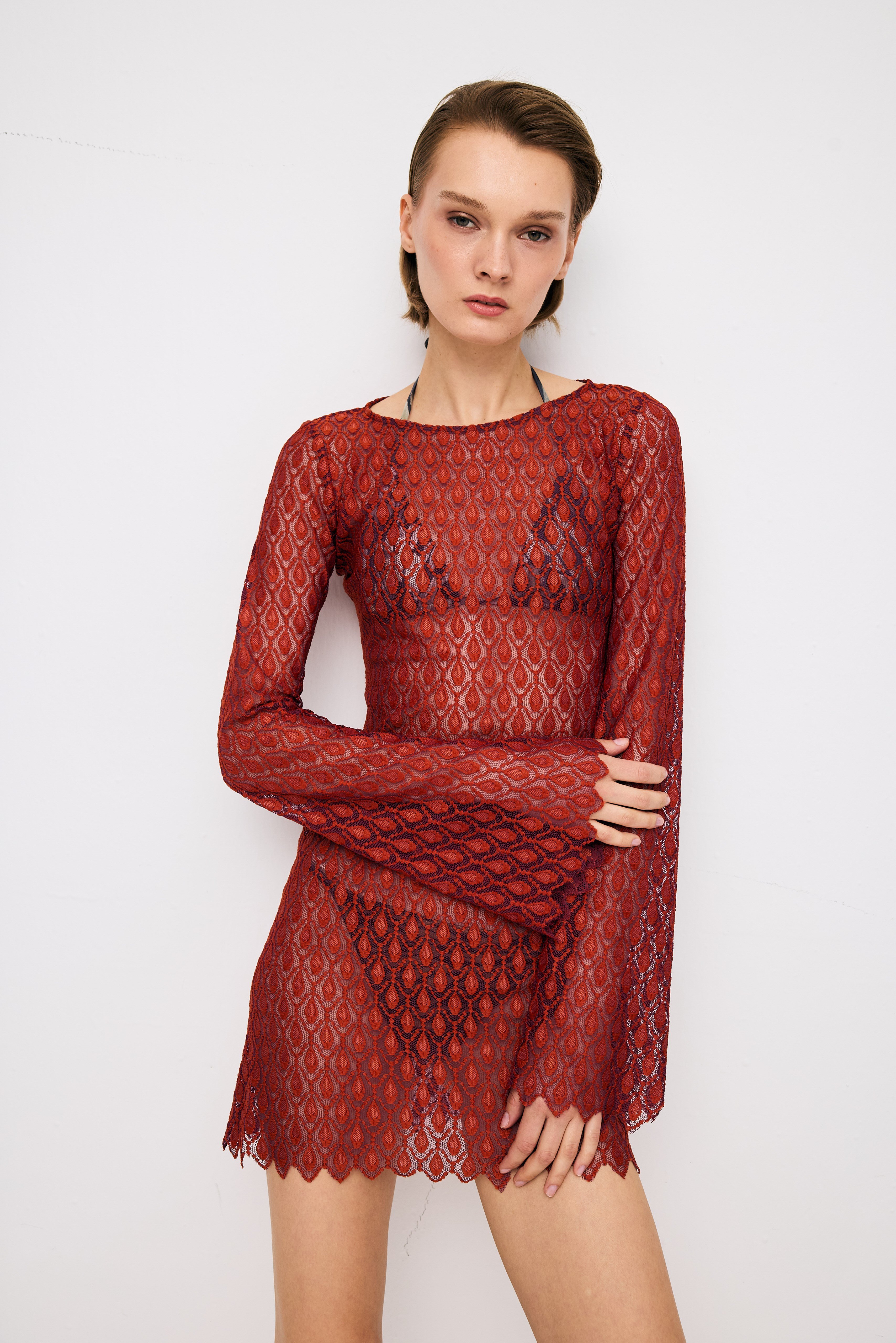 Bordeaux Mini Beach Dress 