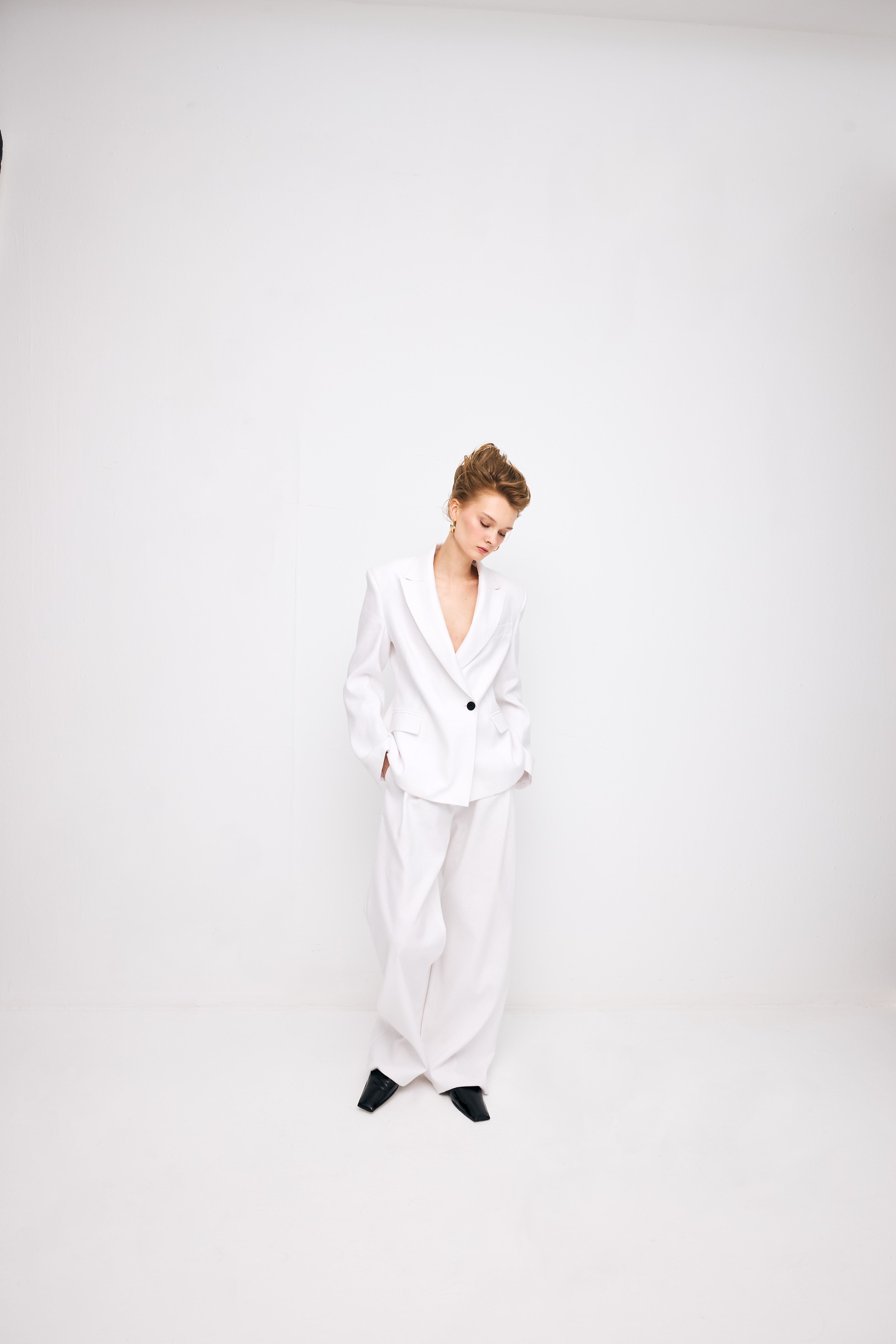 Double Pleated Wide Leg Linen Pant